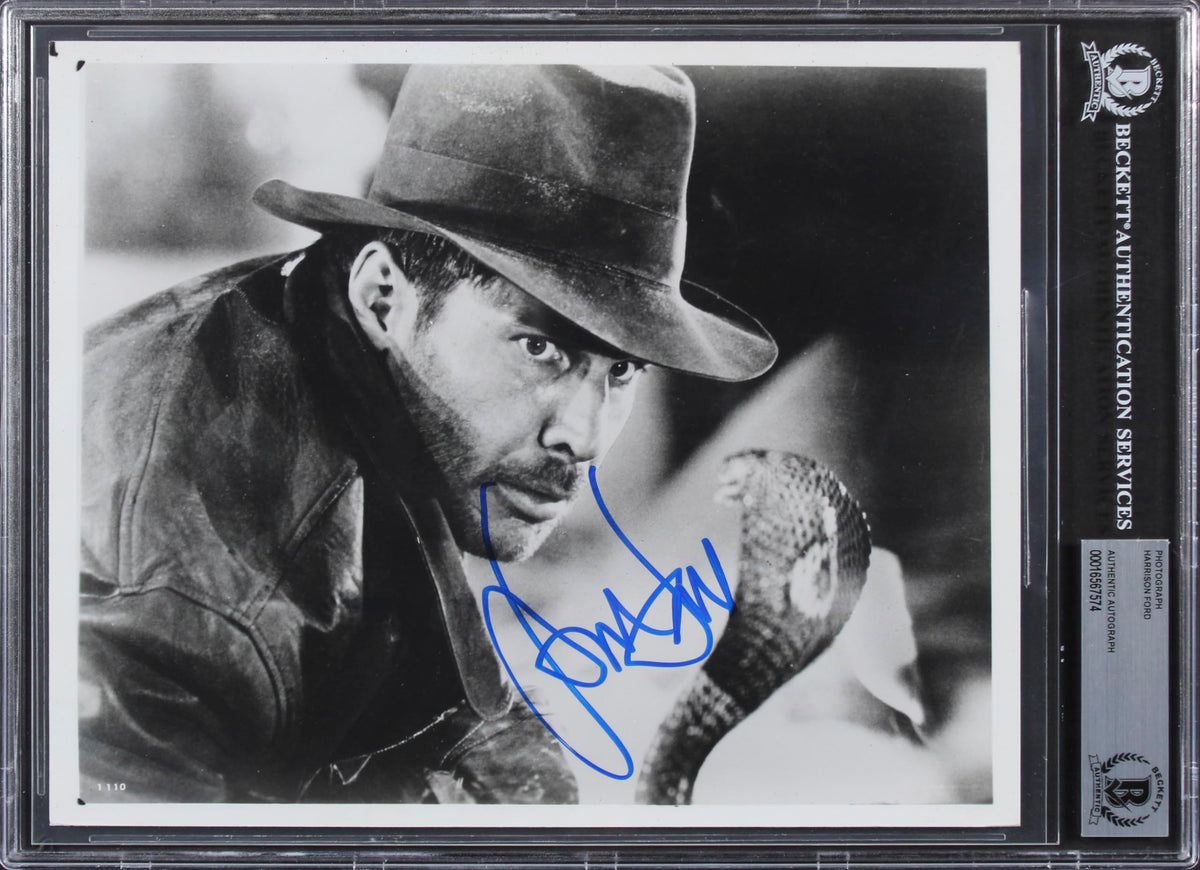Harrison Ford Indiana Jones Raiders of the Lost Ark Signed 8x10 Photo BAS Slab