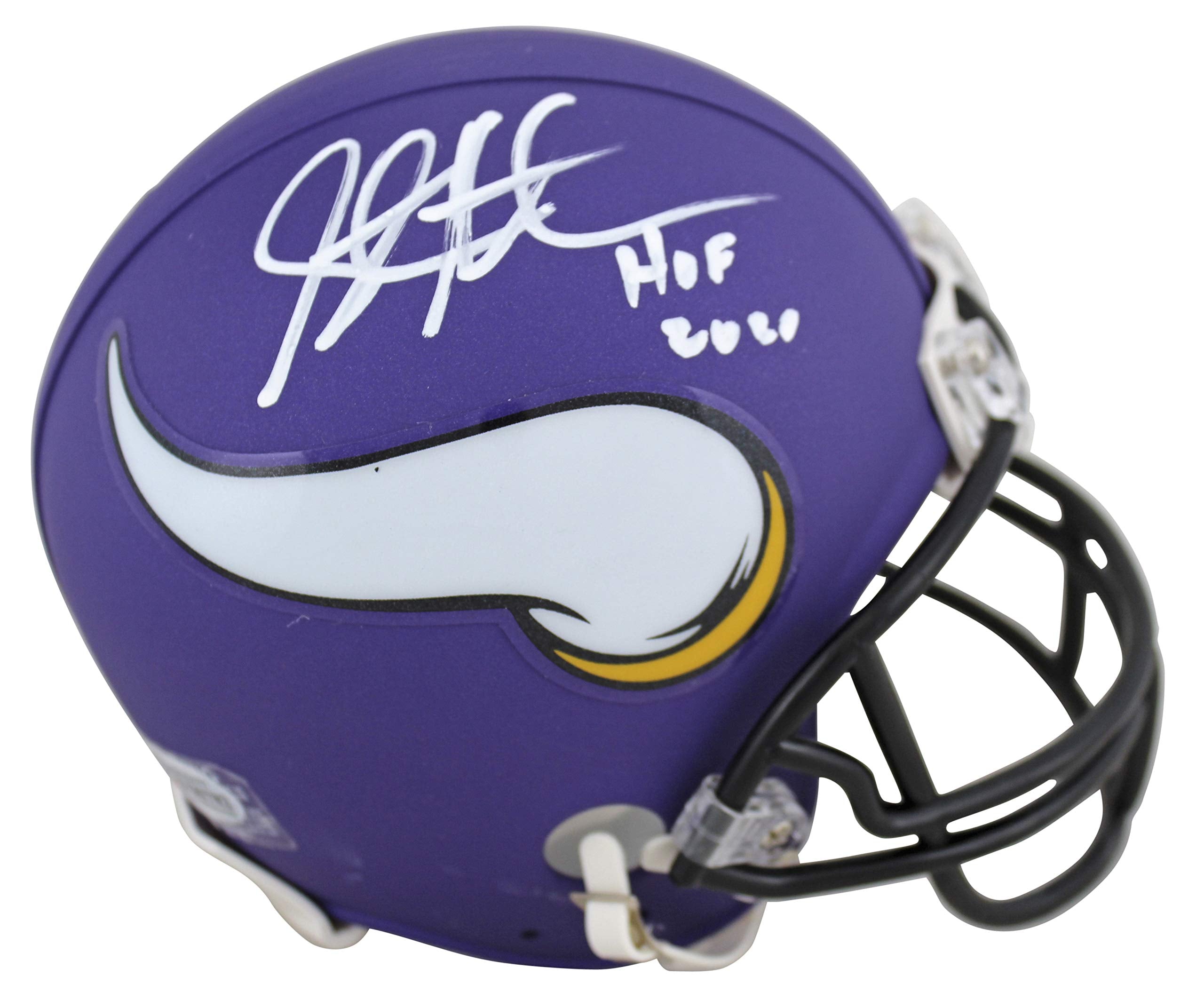 Vikings Steve Hutchinson "HOF 2020" Signed Purple Rep Mini Helmet BAS