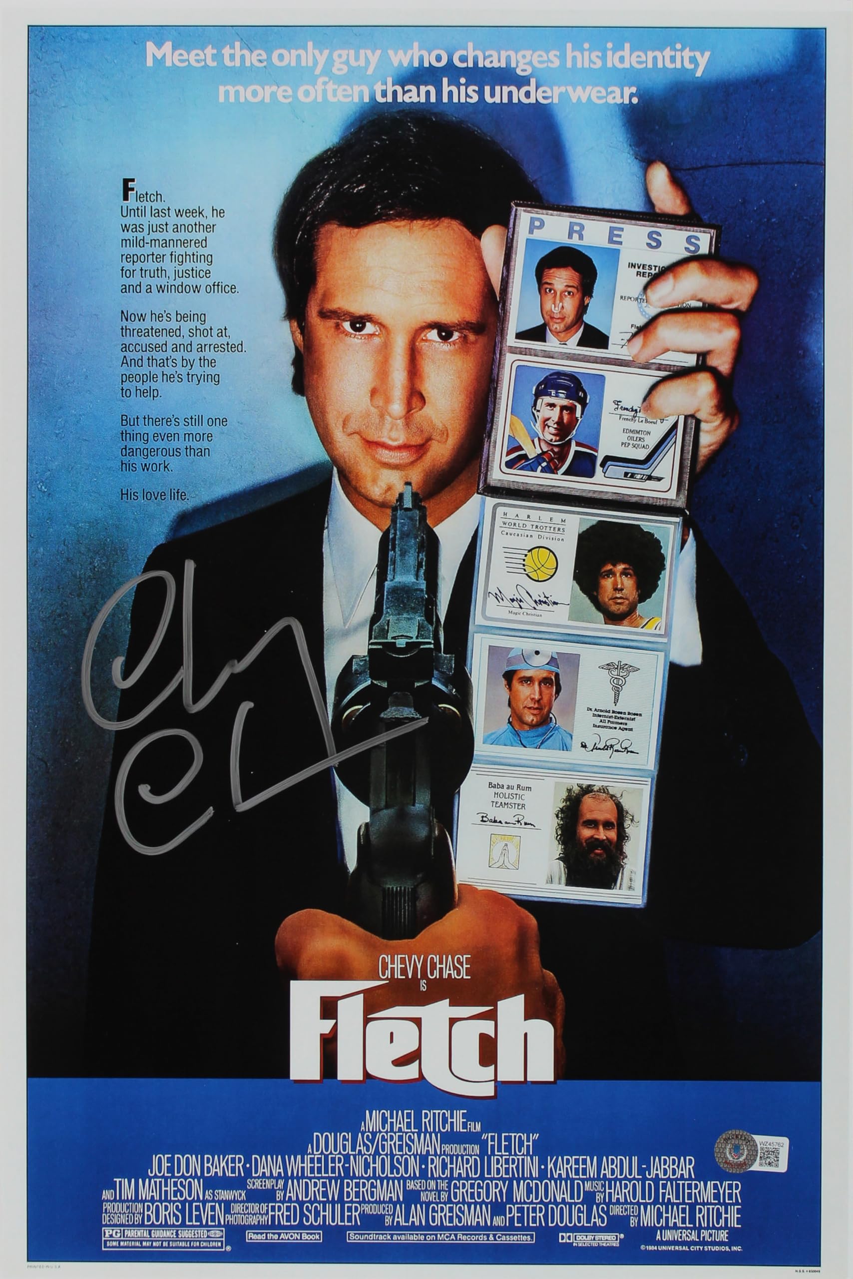 Chevy Chase Fletch Authentic Signed 12x18 Mini Movie Poster Photo BAS Witness 2