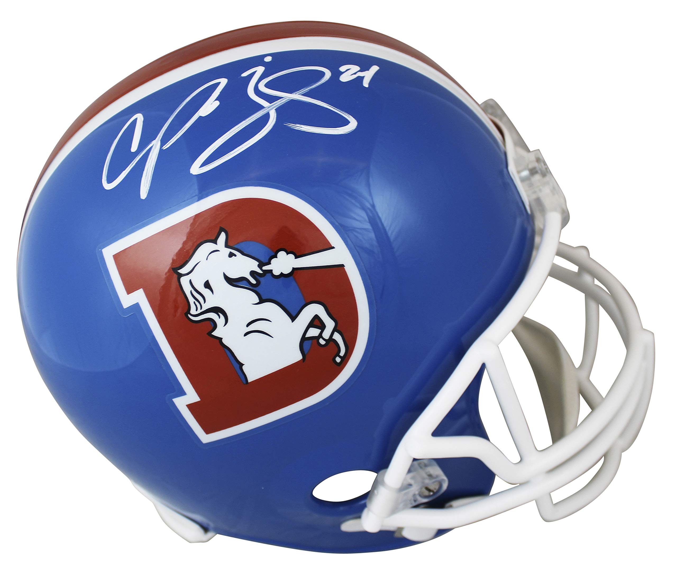 Broncos Champ Bailey Authentic Signed Throwback Full Size Rep Helmet BAS Witness