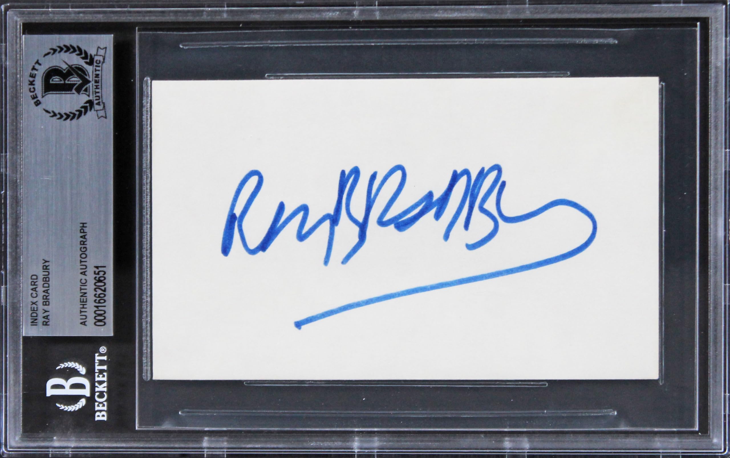 Ray Bradbury Fahrenheit 451 Authentic Signed 3x5 Index Card BAS Slabbed 1