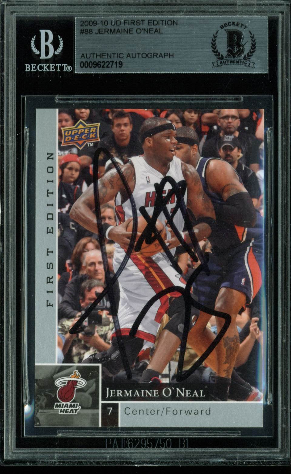 Heat Jermaine O'Neal Authentic Signed Card 2009 UD First Edition BAS Slabbed