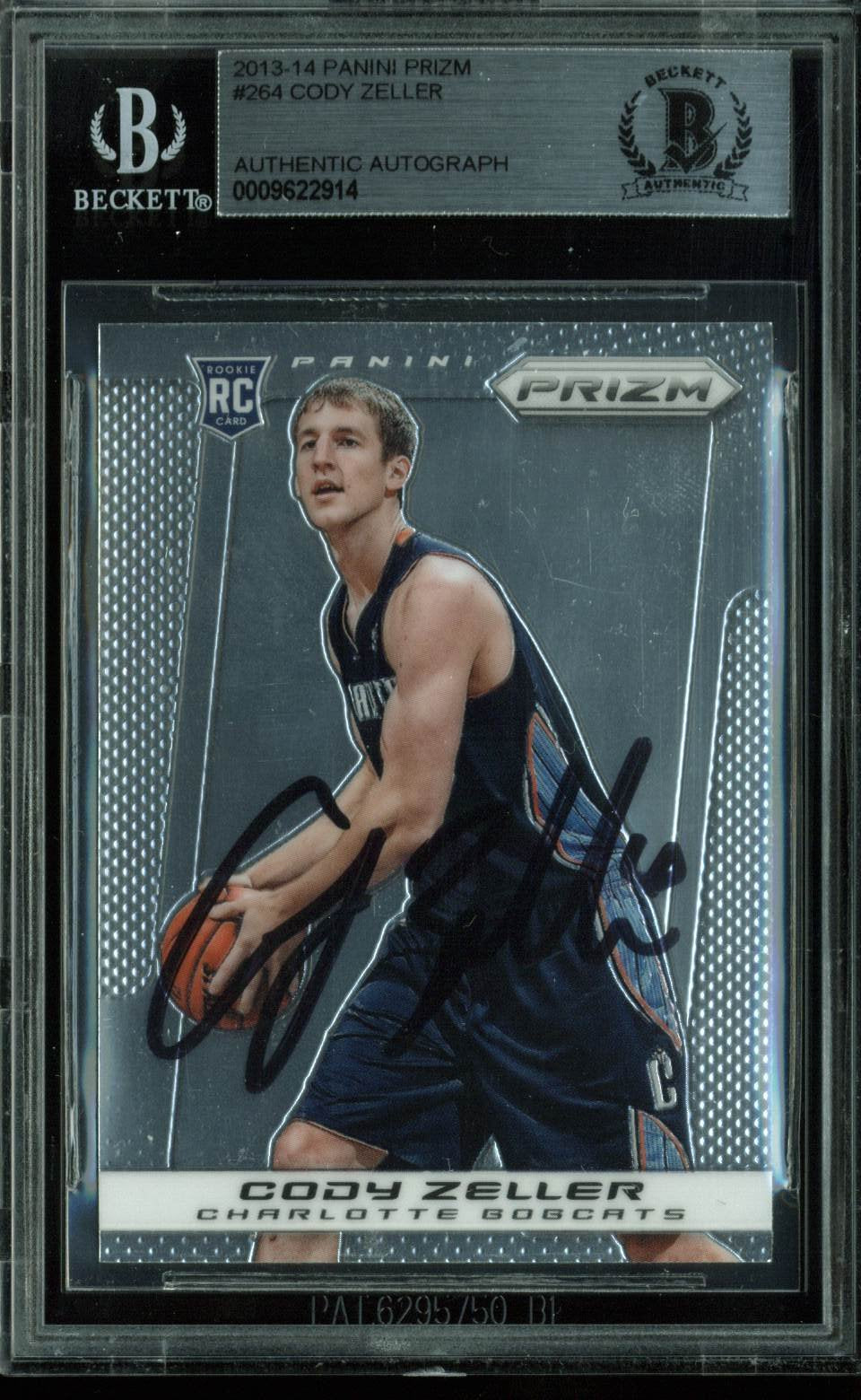 Bobcats Cody Zeller Authentic Signed Card 2013 Panini Prizm RC #264 BAS Slabbed