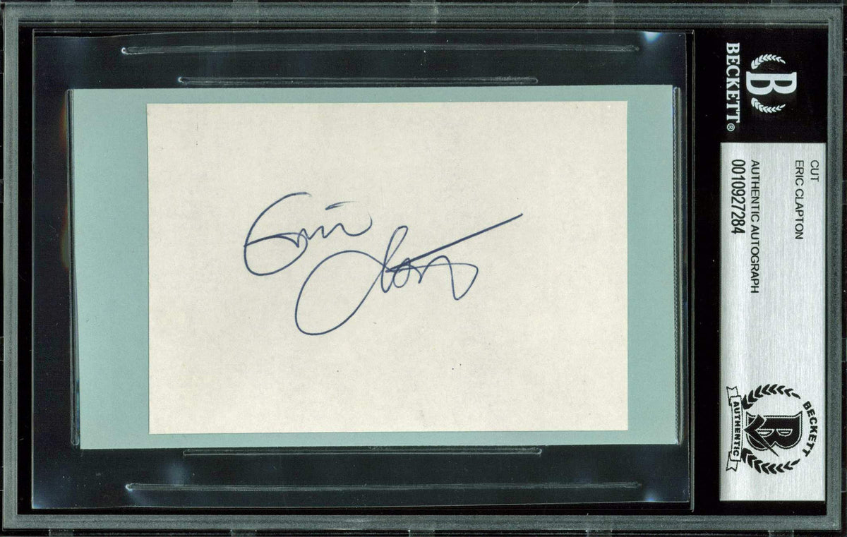 Eric Clapton Authentic Signed 2.75x4 Cut Signature Autographed BAS Slabbed