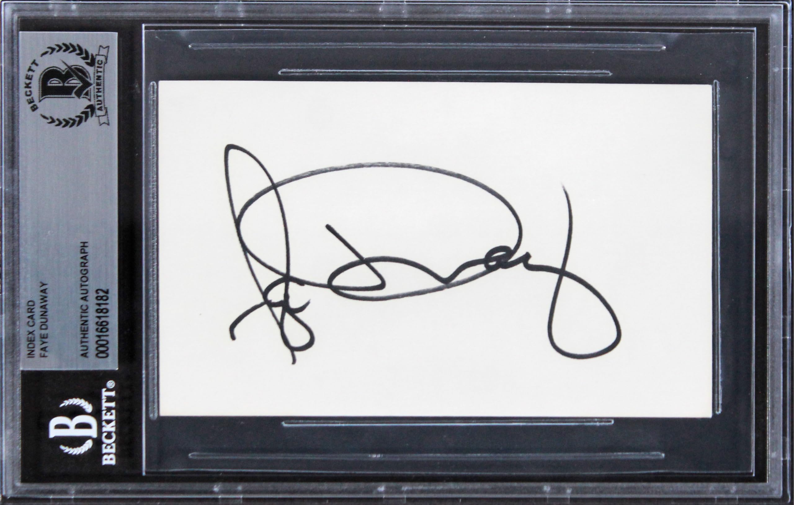 Faye Dunaway Bonnie & Clyde Authentic Signed 3x5 Index Card BAS Slabbed