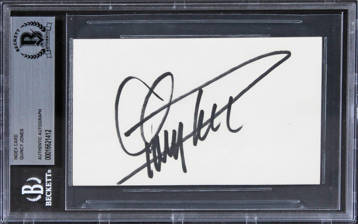 Quincy Jones The Color Purple Authentic Signed 3x5 Index Card BAS Slabbed 1