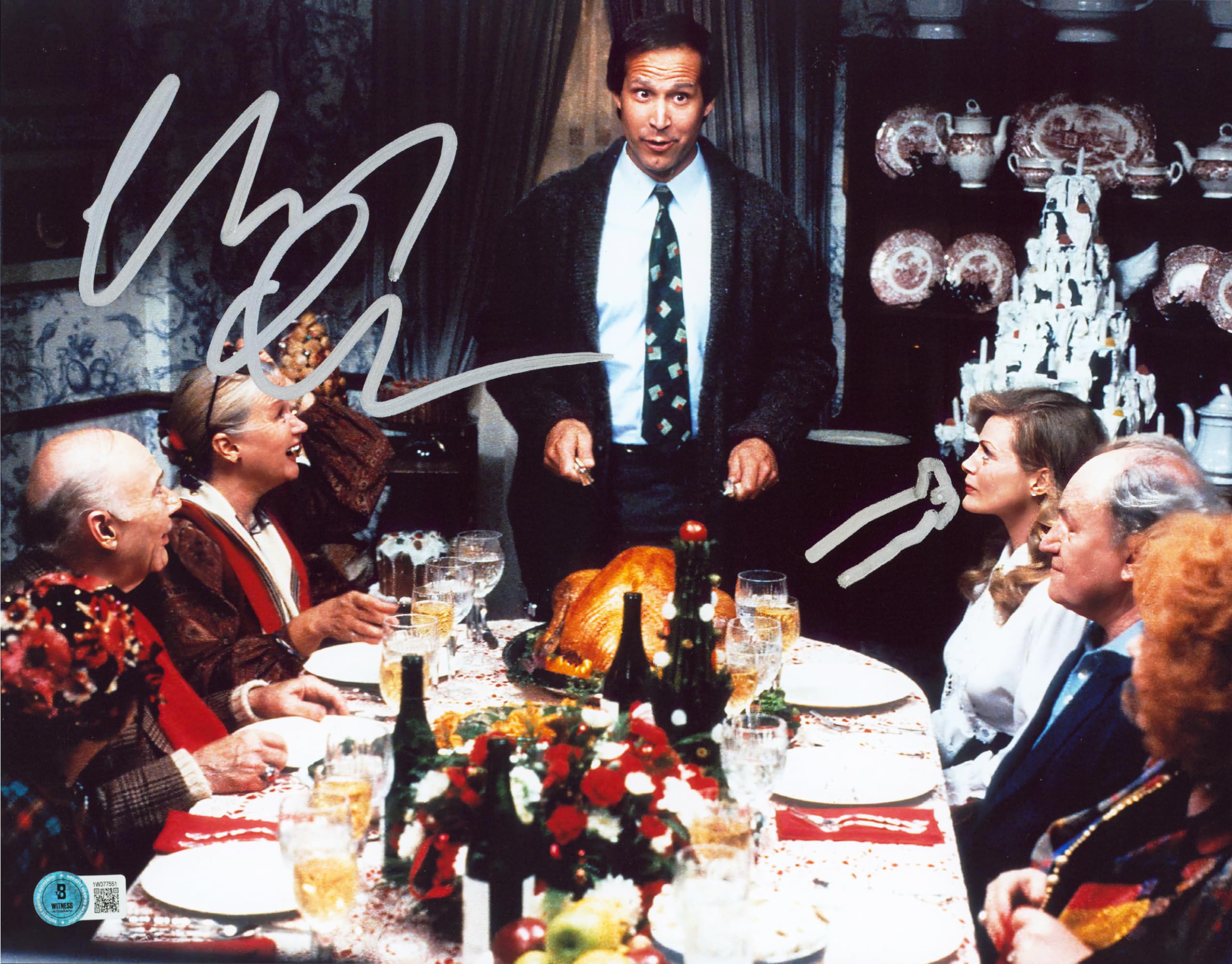 Chevy Chase Christmas Vacation w/ Sketch Signed 11x14 Photo BAS #1W377551