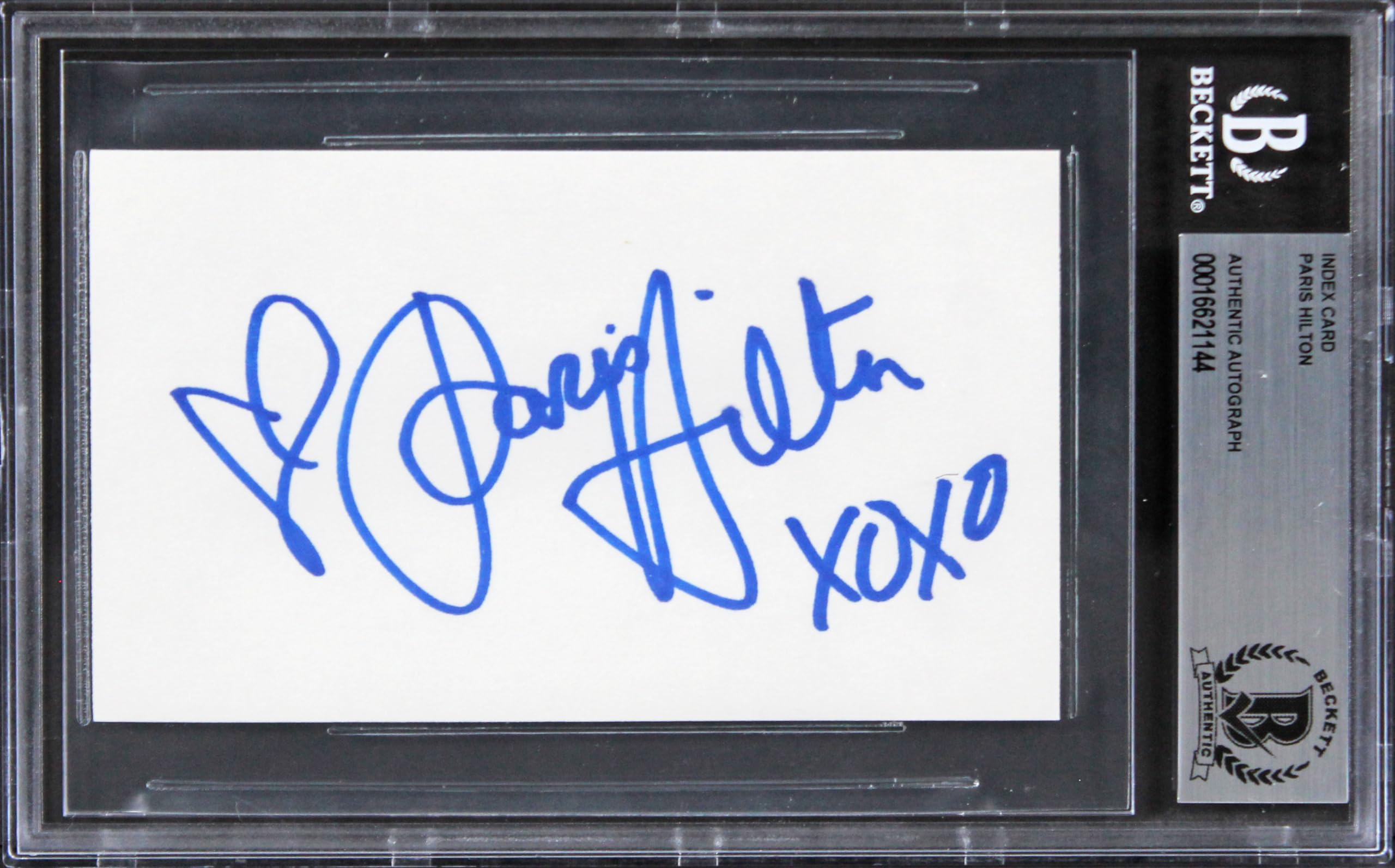 Paris Hilton "Xoxo" Authentic Signed 3x5 Index Card Autographed BAS Slabbed 1