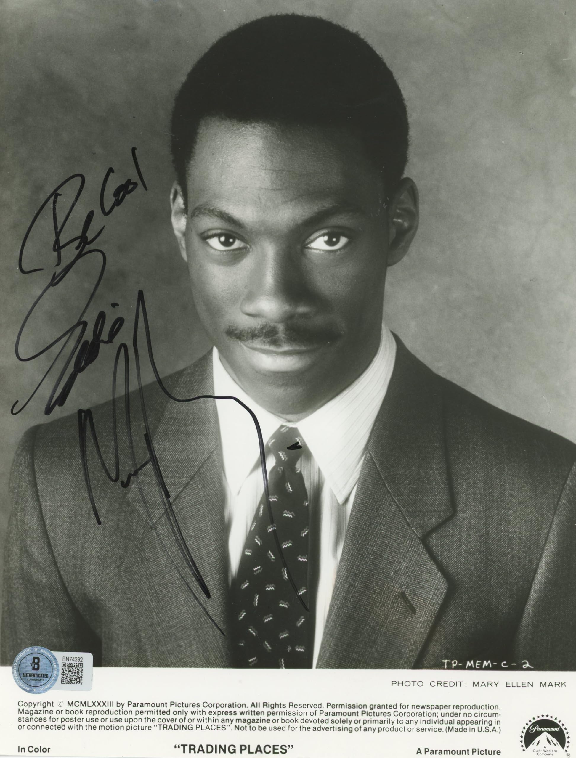 Eddie Murphy Trading Places "Be Cool" Authentic Signed 7.5x10 Photo BAS #BN74392