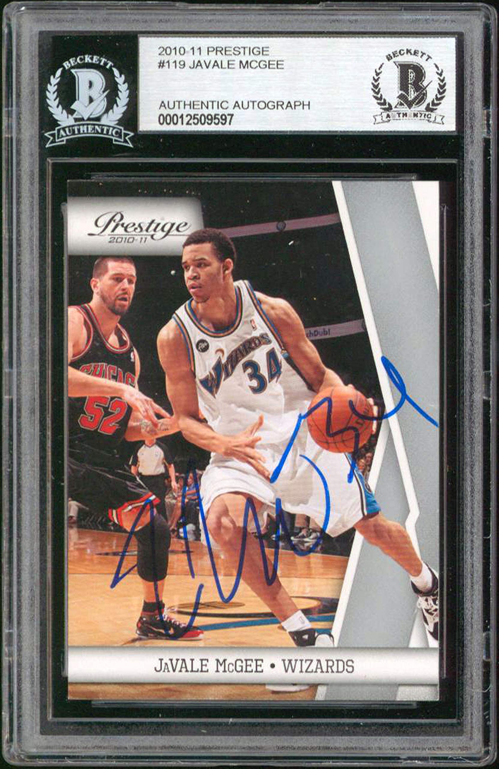 Wizards Javale McGee Authentic Signed 2010 Prestige #119 Card BAS Slabbed