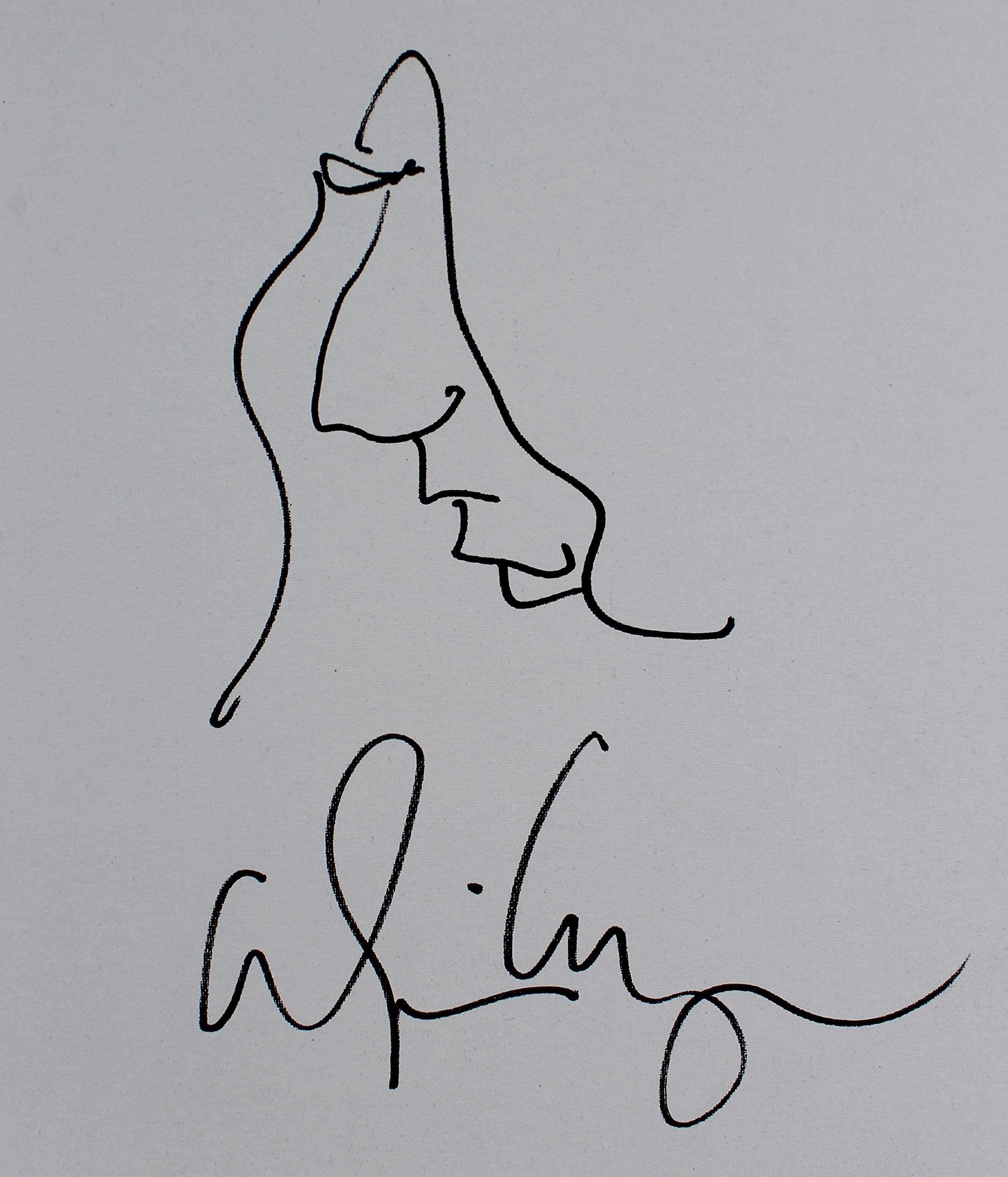 Alice Cooper Signed 18x24 Hand Drawn Self Portrait Sketch PSA/DNA ITP #7A26807