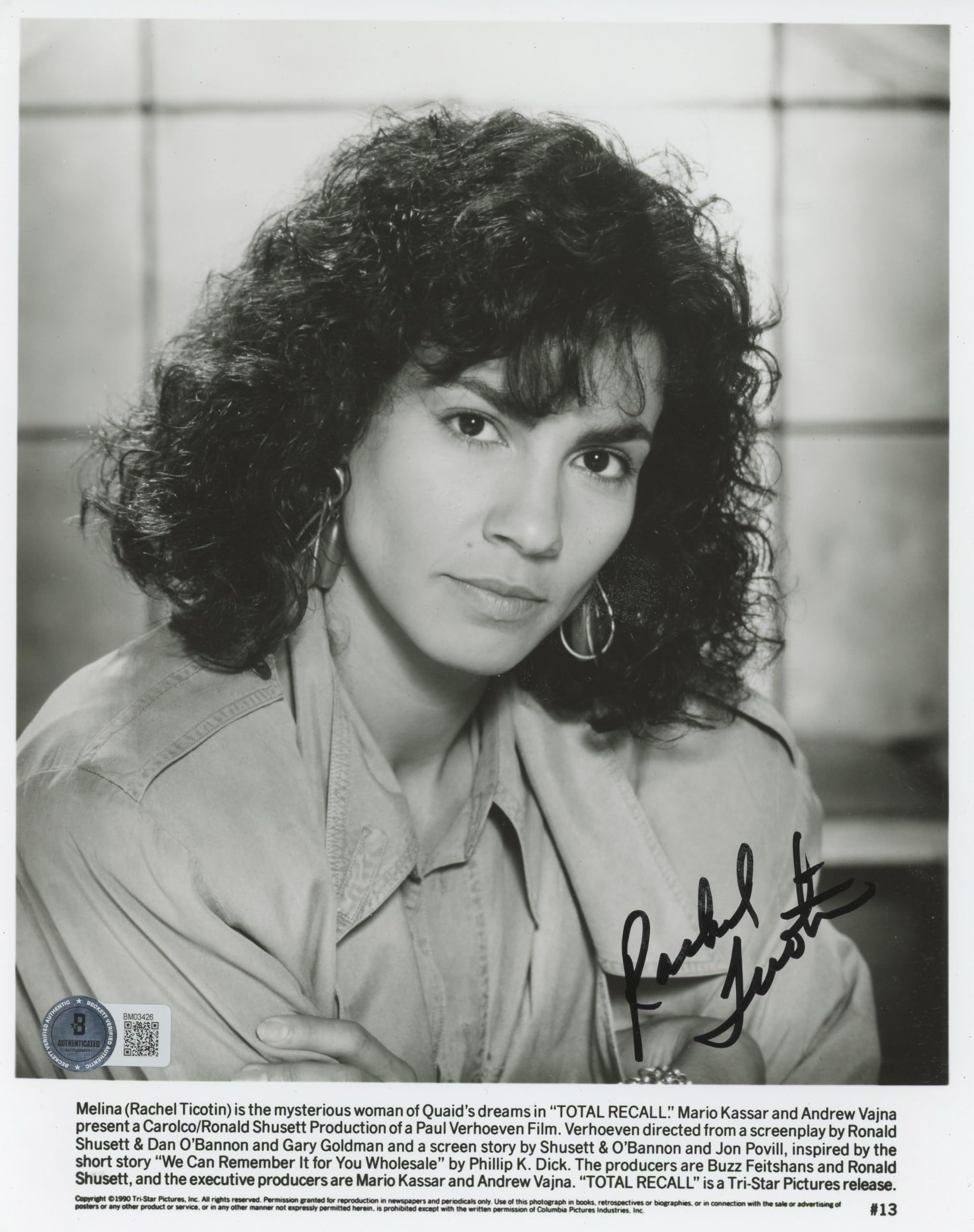 Rachel Ticotin Total Recall Authentic Signed 8x10 Photo Autographed BAS #BM03426