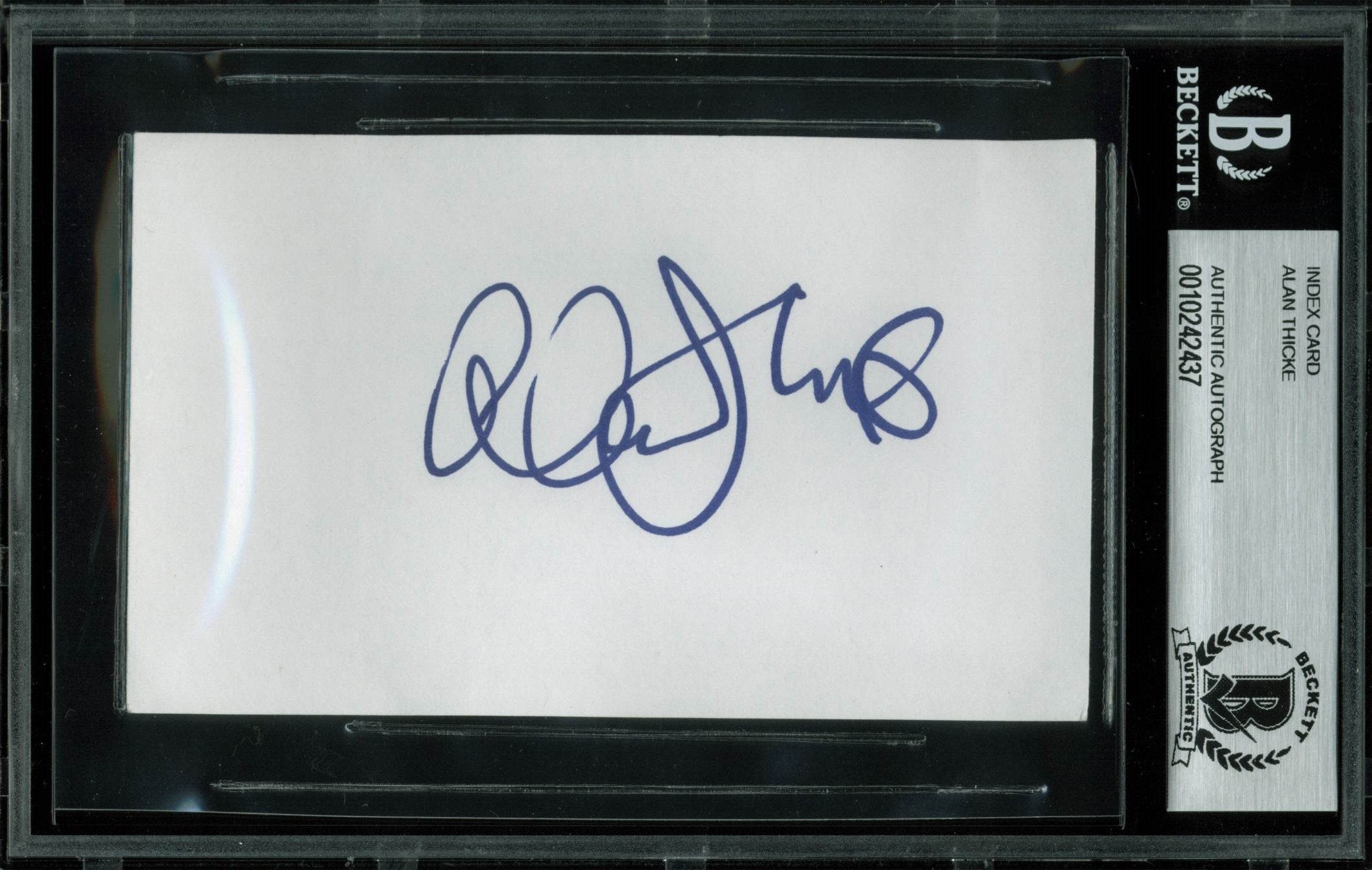 Alan Thicke Authentic Signed 3x5 Index Card In Blue Autographed BAS Slabbed