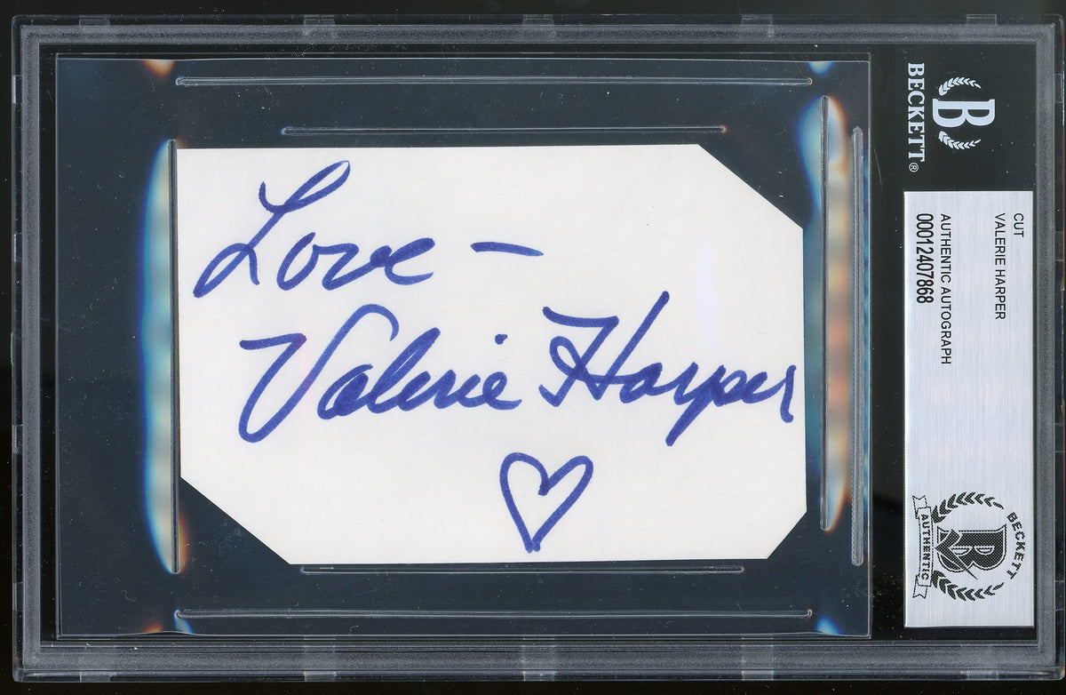 Valerie Harper The Mary Tyler Moore Show Signed 2.9x4.25 Index Card BAS Slabbed