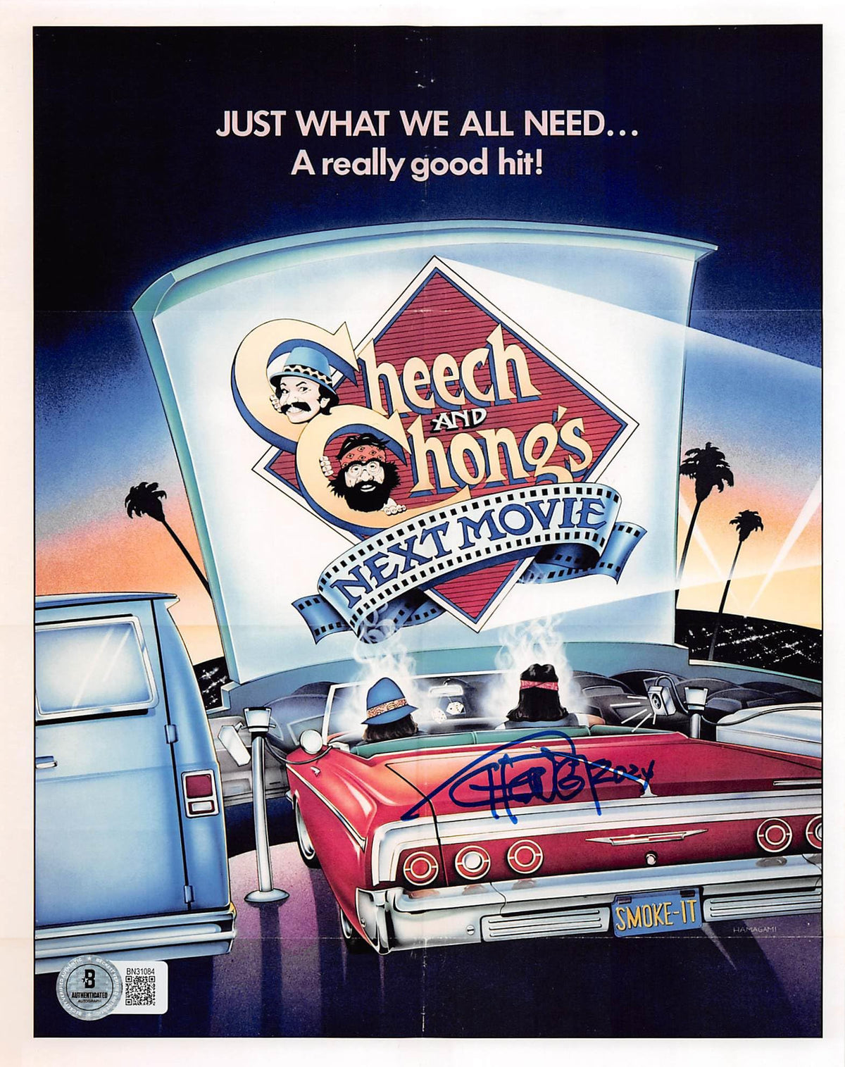 Tommy Chong Cheech & Chong's Next Movie Signed 8x10 Photo w/ Blue Sig BAS 4