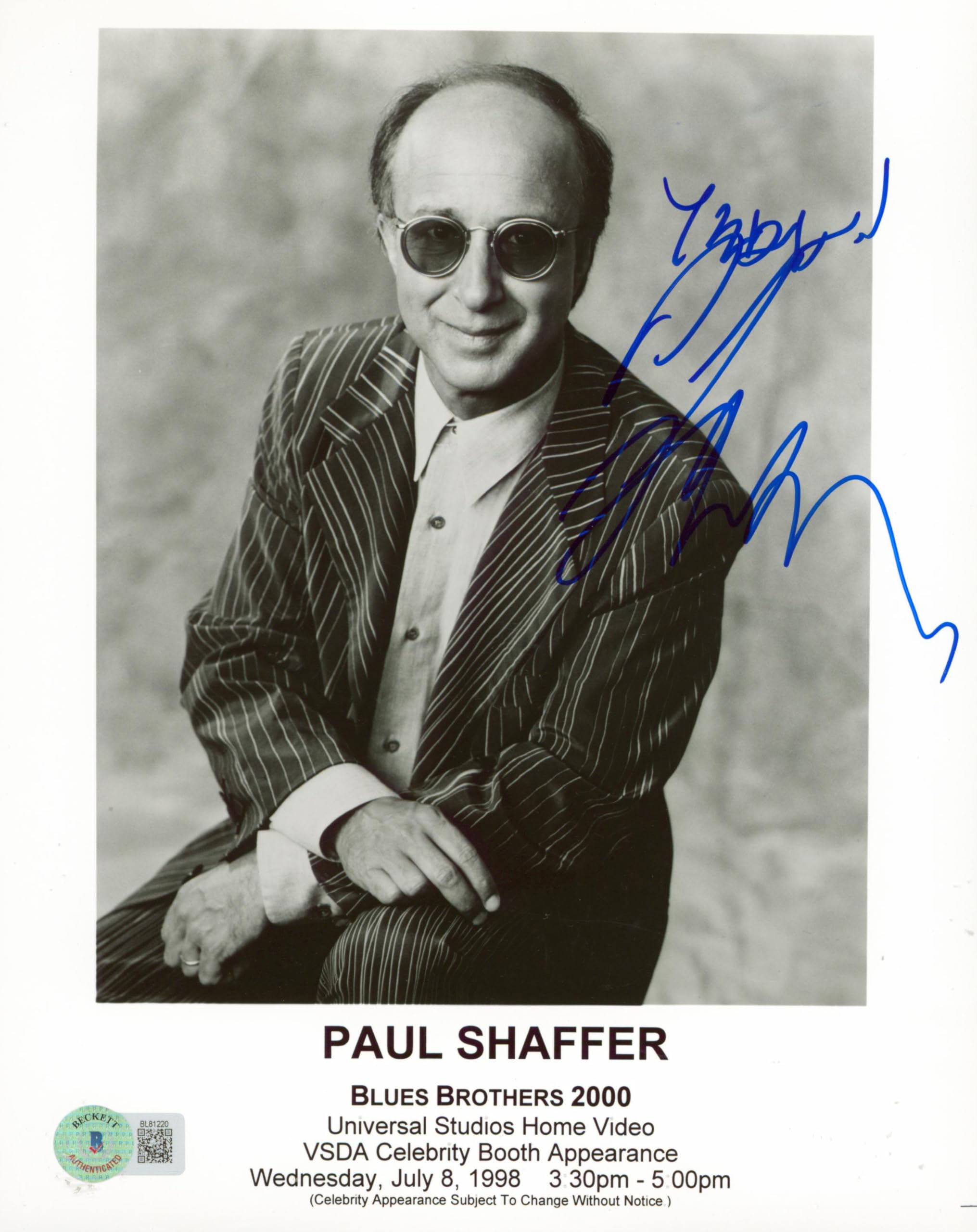 Paul Shaffer Blues Brothers 2000 Authentic Signed 8x10 Photo BAS #BL81220