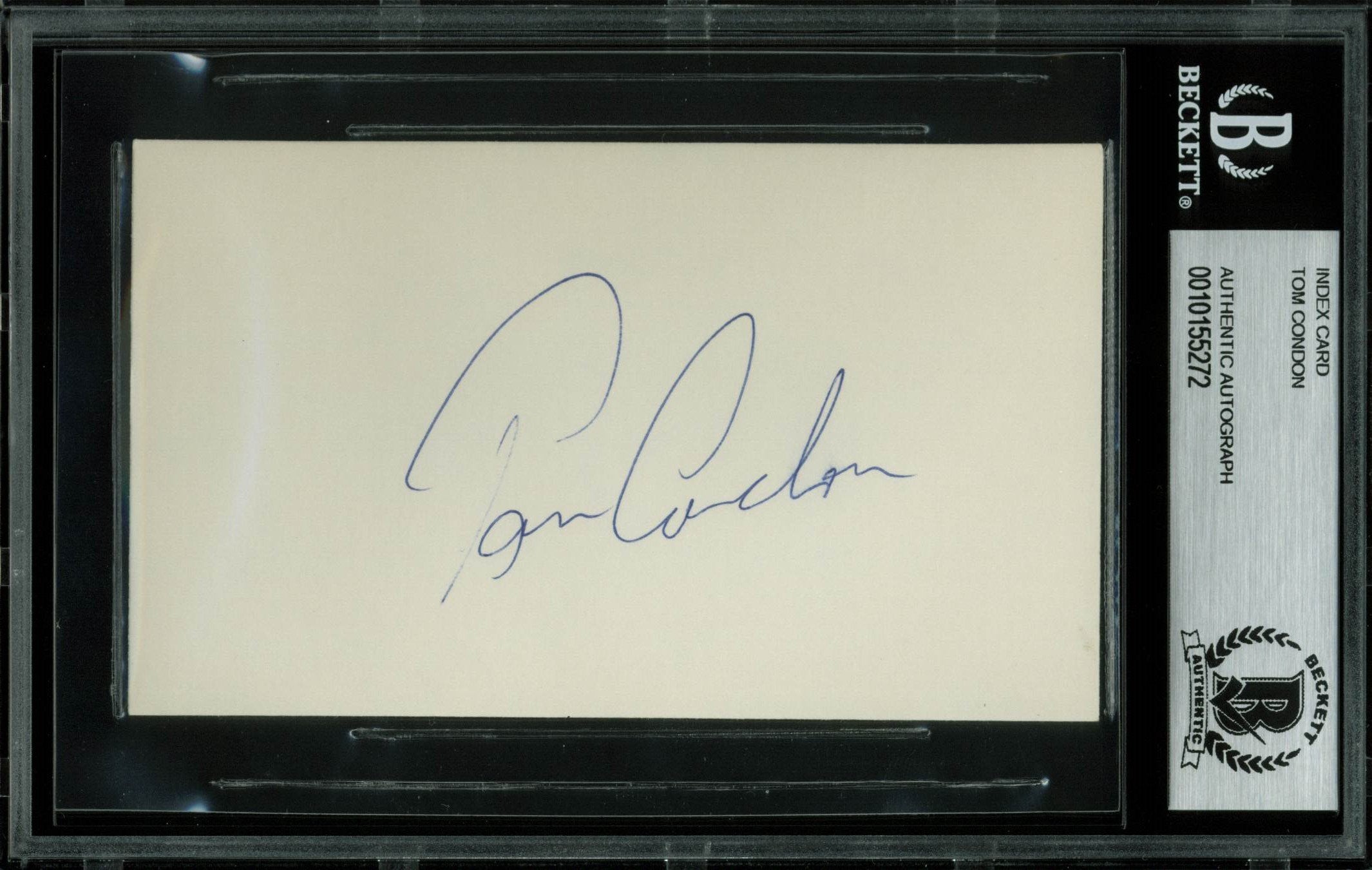 Tom Condon Authentic Signed 3x5 Index Card Autographed BAS Slabbed