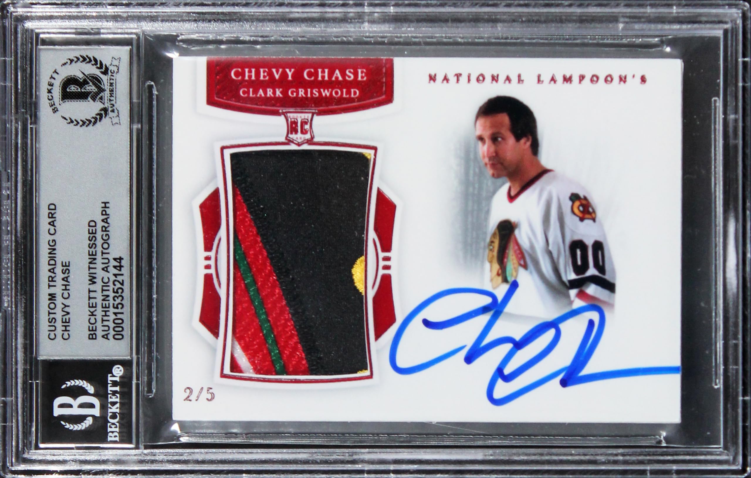 Chevy Chase Christmas Vacation Signed Red #'d/5 Patch Card Auto 10! BAS Slabbed