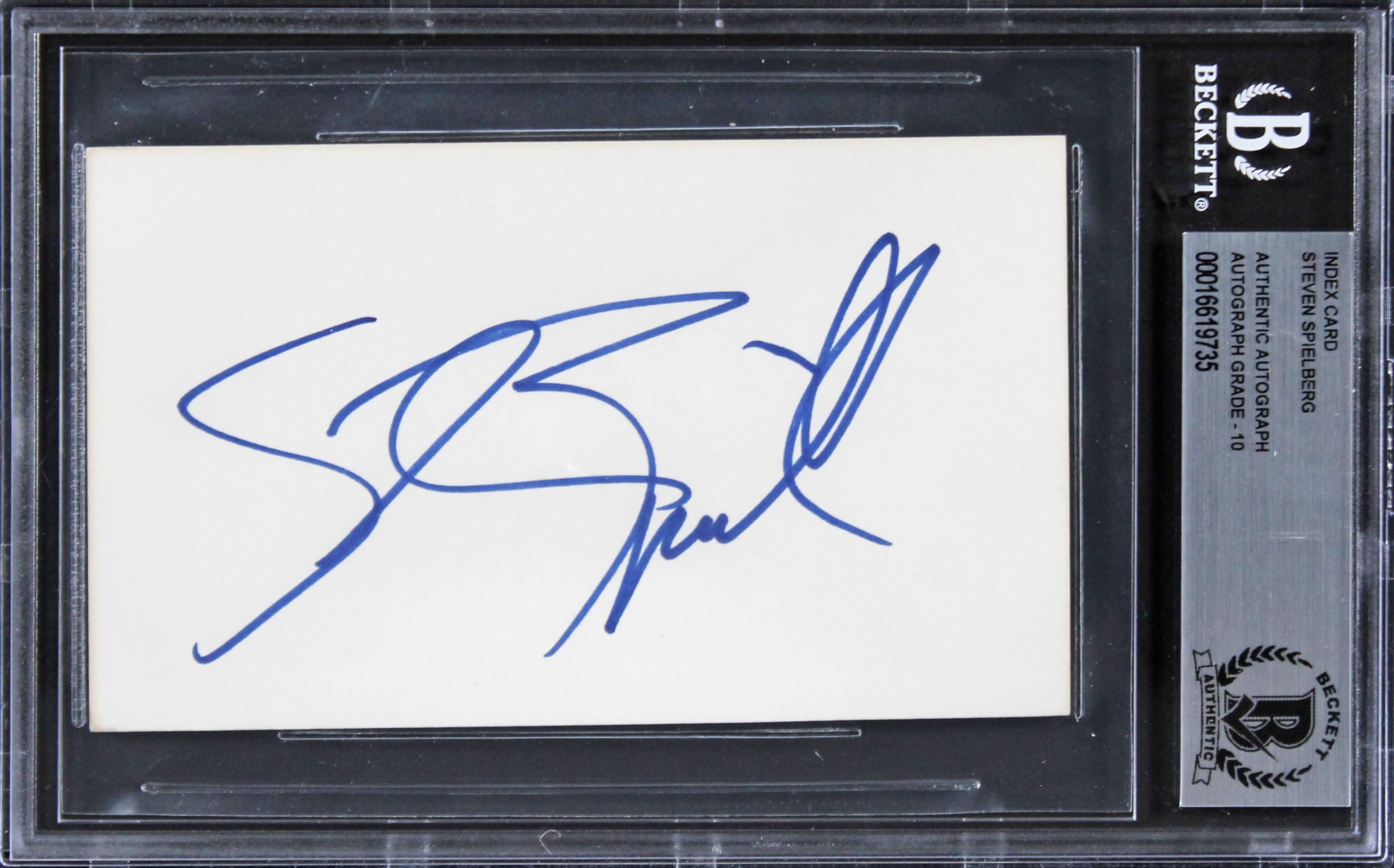 Steven Spielberg Jaws Authentic Signed 3x5 Index Card Auto Grade 10! BAS Slabbed