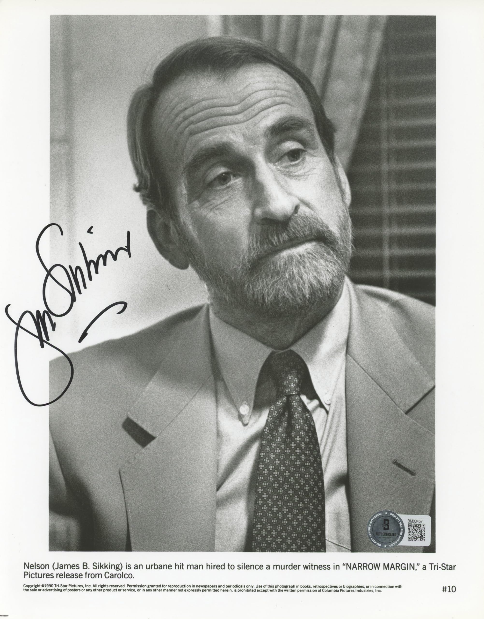 James B Sikking Narrow Margin Authentic Signed 8x10 Photo BAS #BM03457