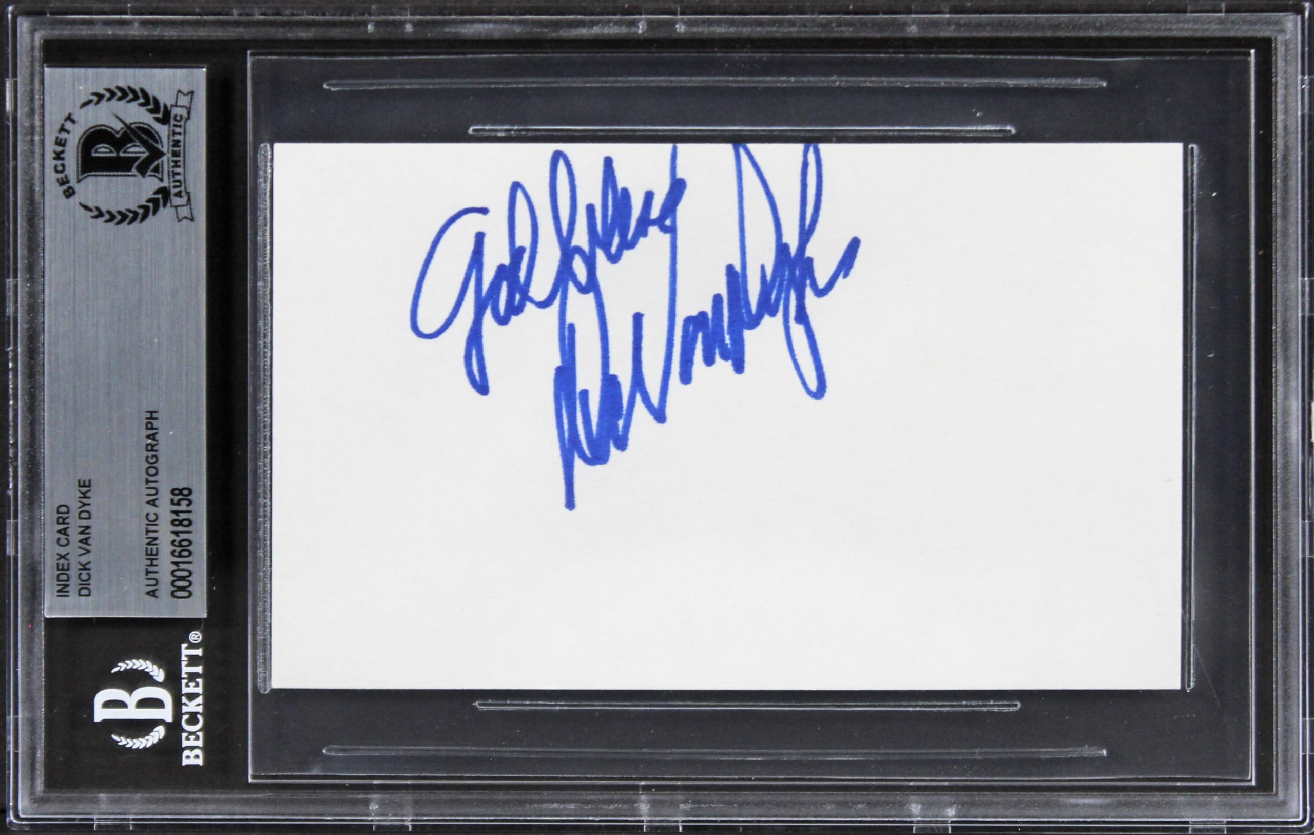 Dick Van Dyke Mary Poppins Authentic Signed 3x5 Index Card BAS Slabbed 1