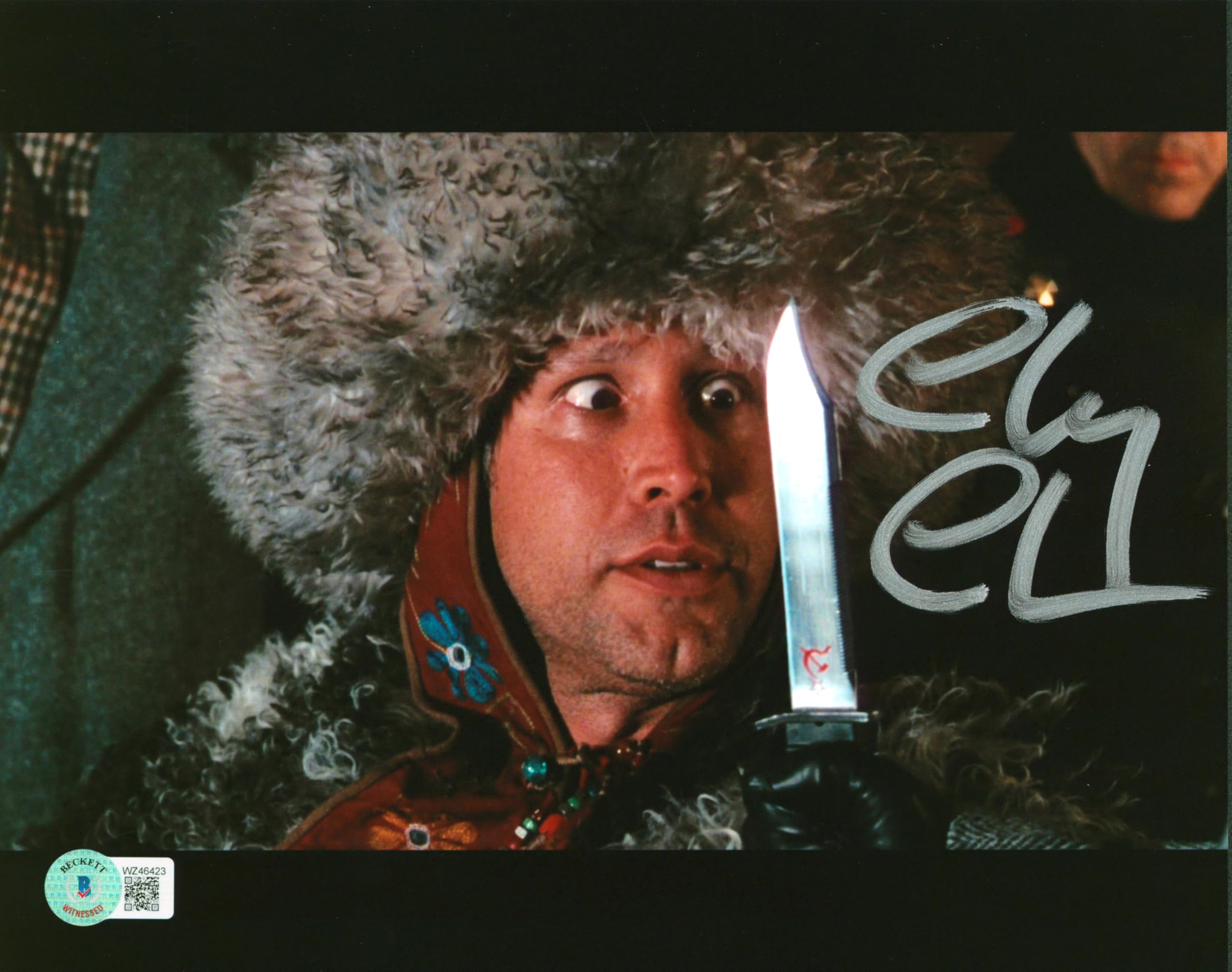 Chevy Chase Spies Like Us Authentic Signed 8x10 Knife Photo BAS Witnessed