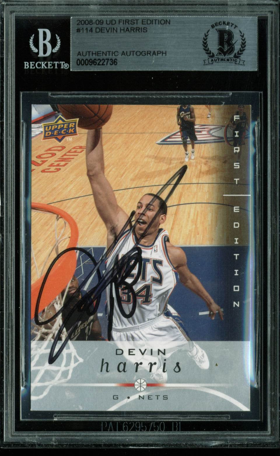 Nets Devin Harris Authentic Signed Card 2008 UD First Edition #114 BAS Slabbed