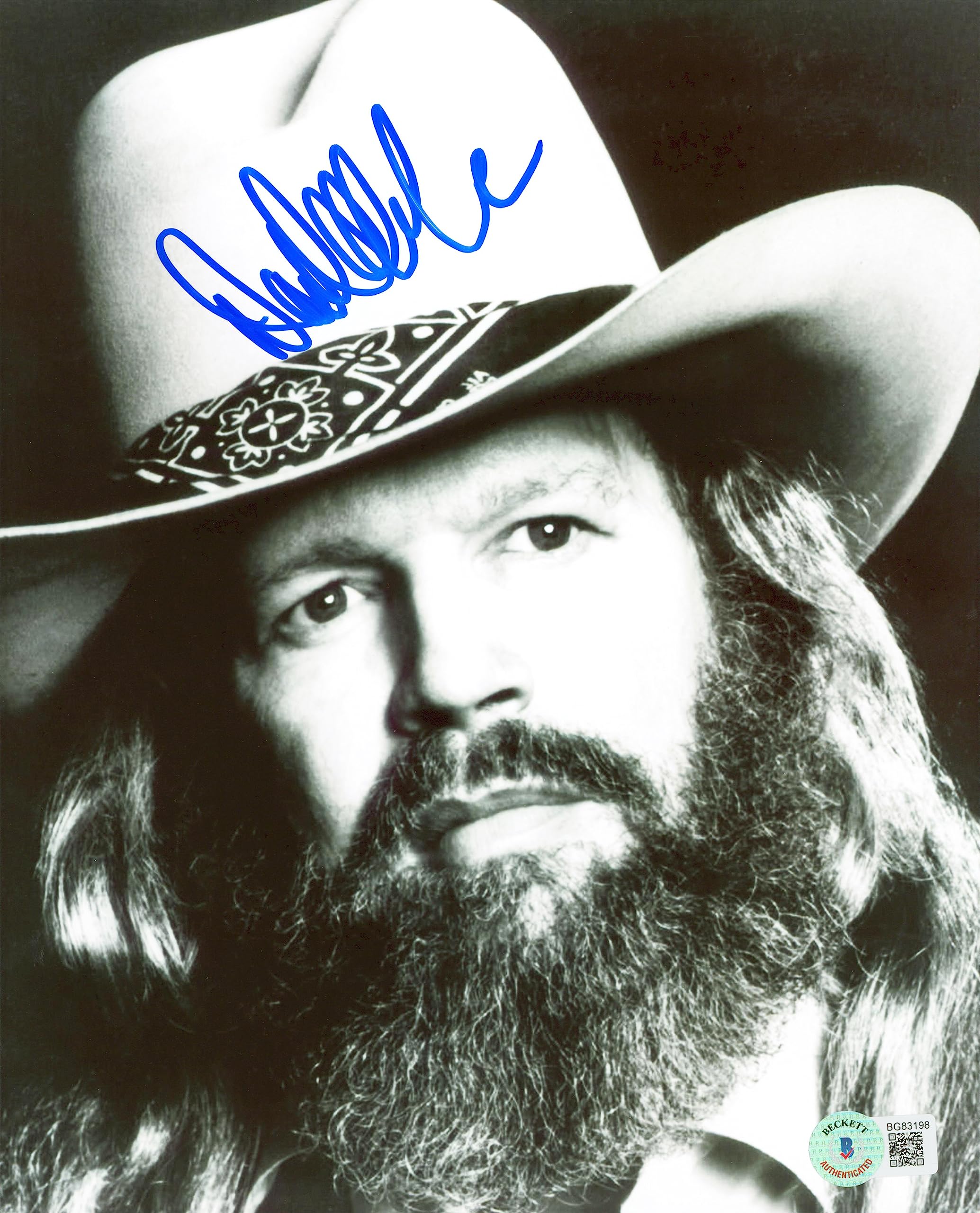 David Allan Coe Authentic Signed 8x10 Black & White Photo BAS #BG83198