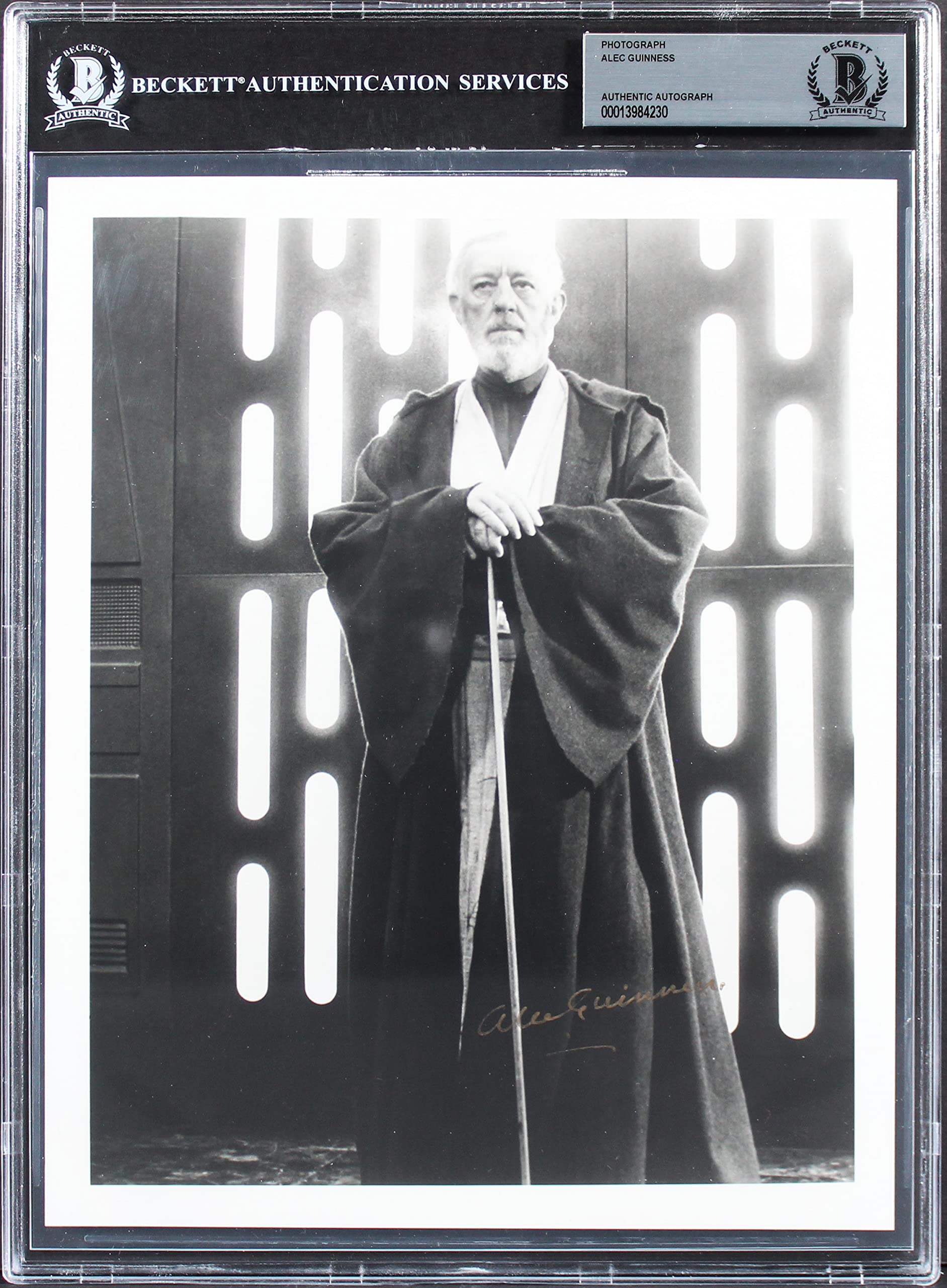 Alec Guinness Star Wars Authentic Signed 8x10 B&W Photo Autographed BAS Slabbed