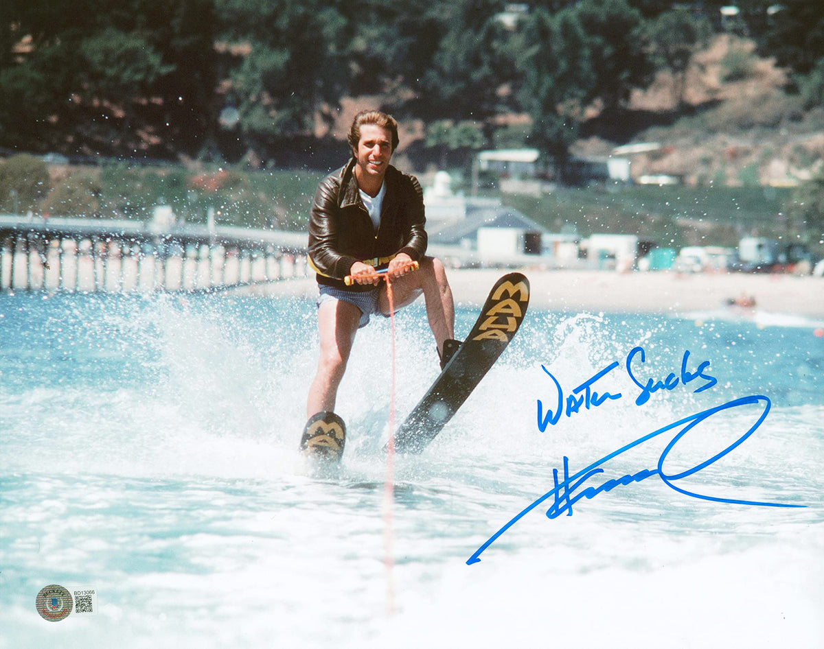 Henry Winkler Happy Days "Water Sucks" Authentic Signed 11x14 Photo BAS #BD13066