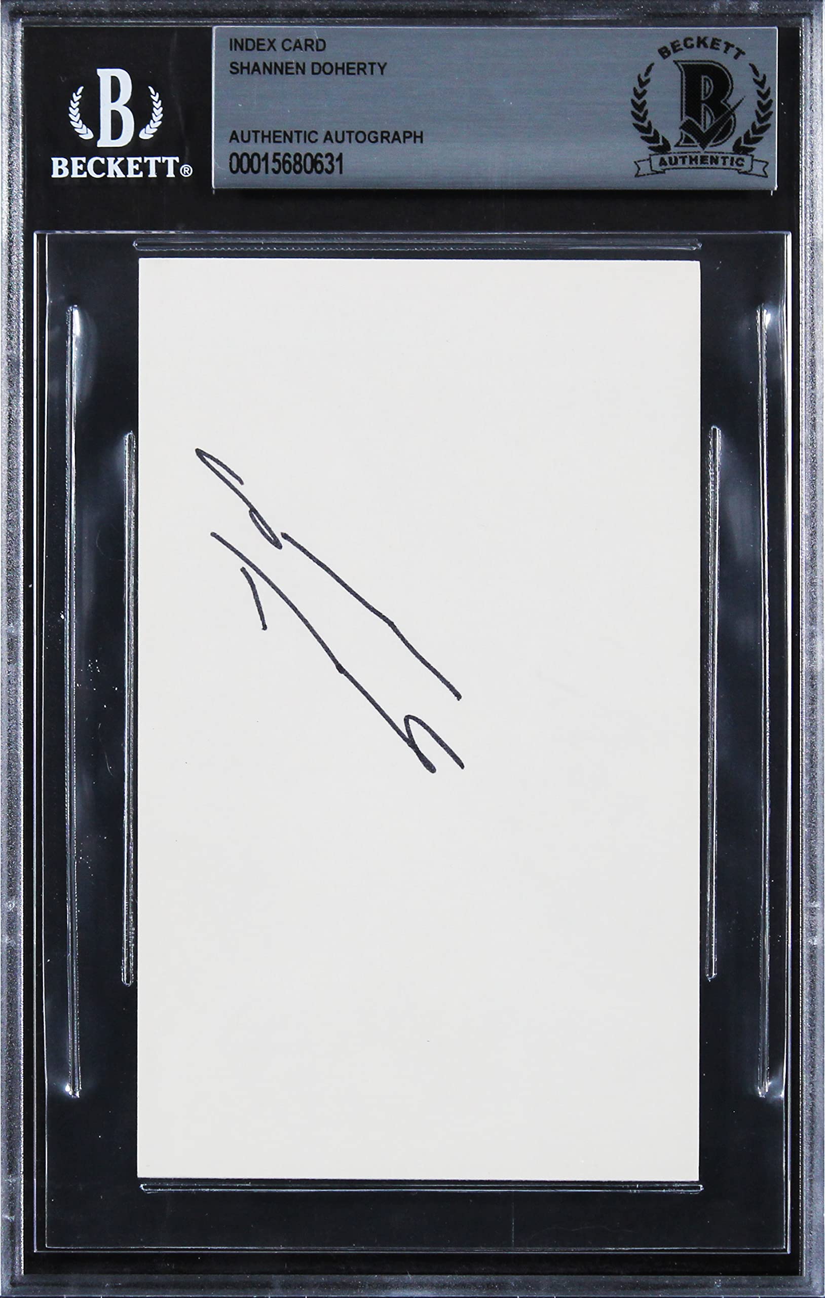Shannen Doherty Beverly Hills 90210 Authentic Signed 3x5 Index Card BAS Slabbed