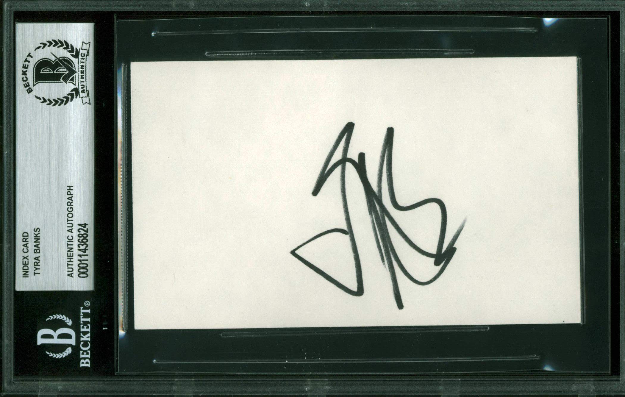 Tyra Banks America's Next Top Model Authentic Signed 3x5 Index Card BAS Slabbed