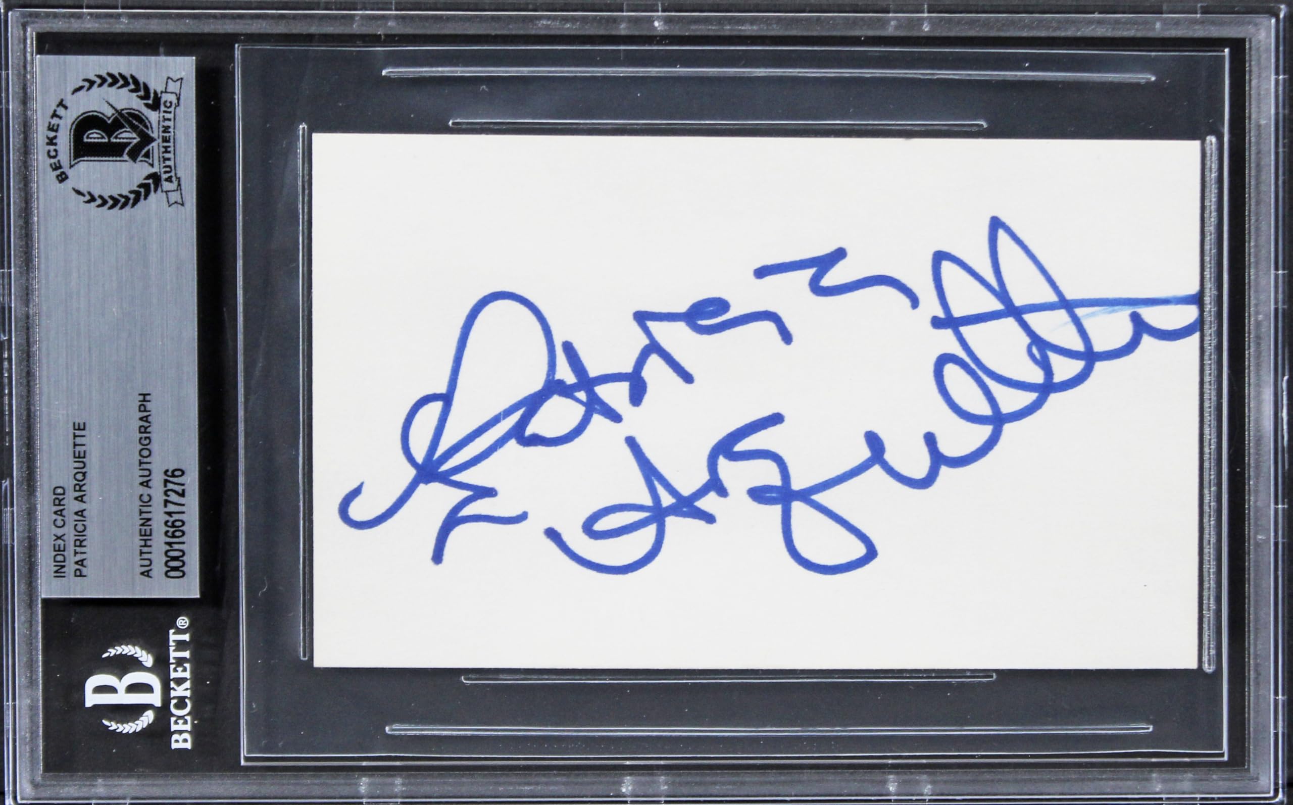 Patricia Arquette True Romance Authentic Signed 3x5 Index Card BAS Slabbed