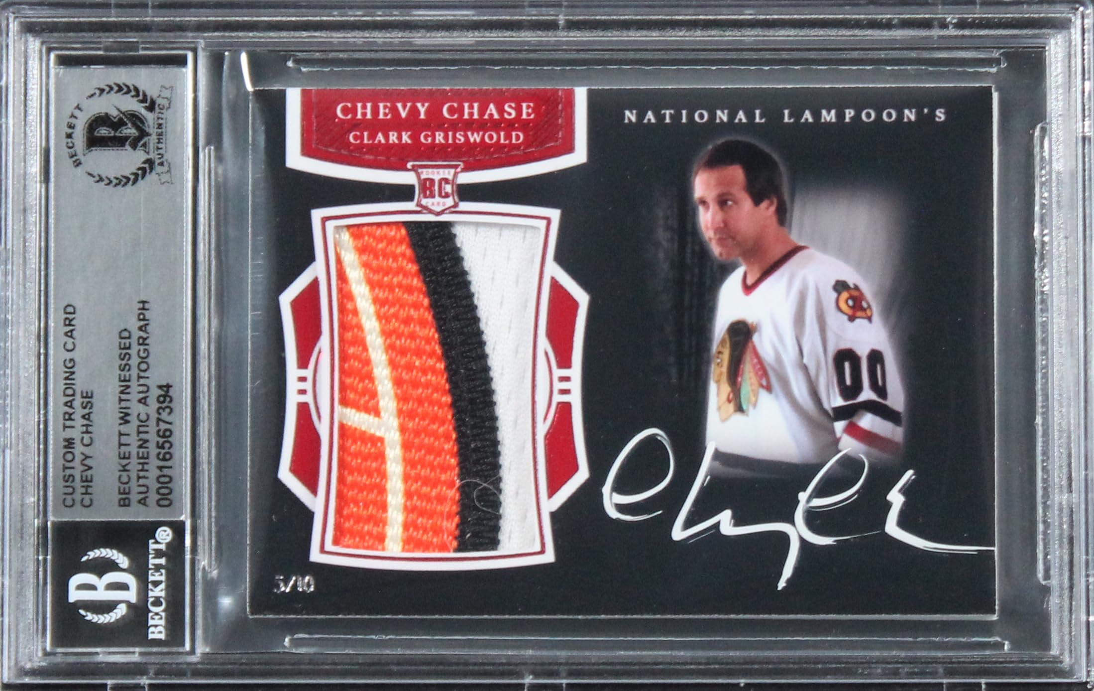 Chevy Chase Christmas Vacation Signed Custom Relic Card #5/10 BAS Slab #16567394