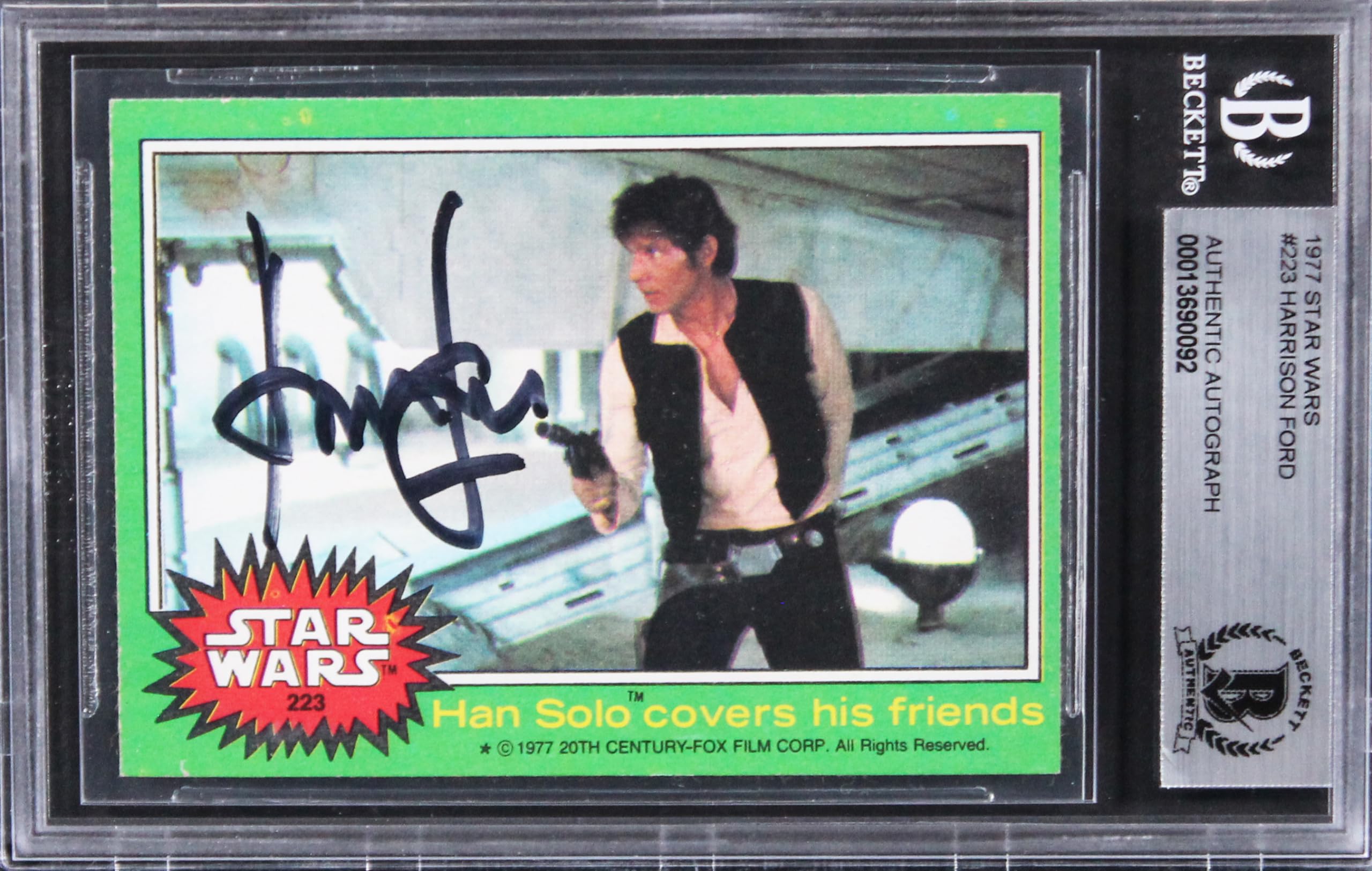 Harrison Ford Star Wars Authentic Signed 1977 Star Wars #223 Card BAS Slabbed