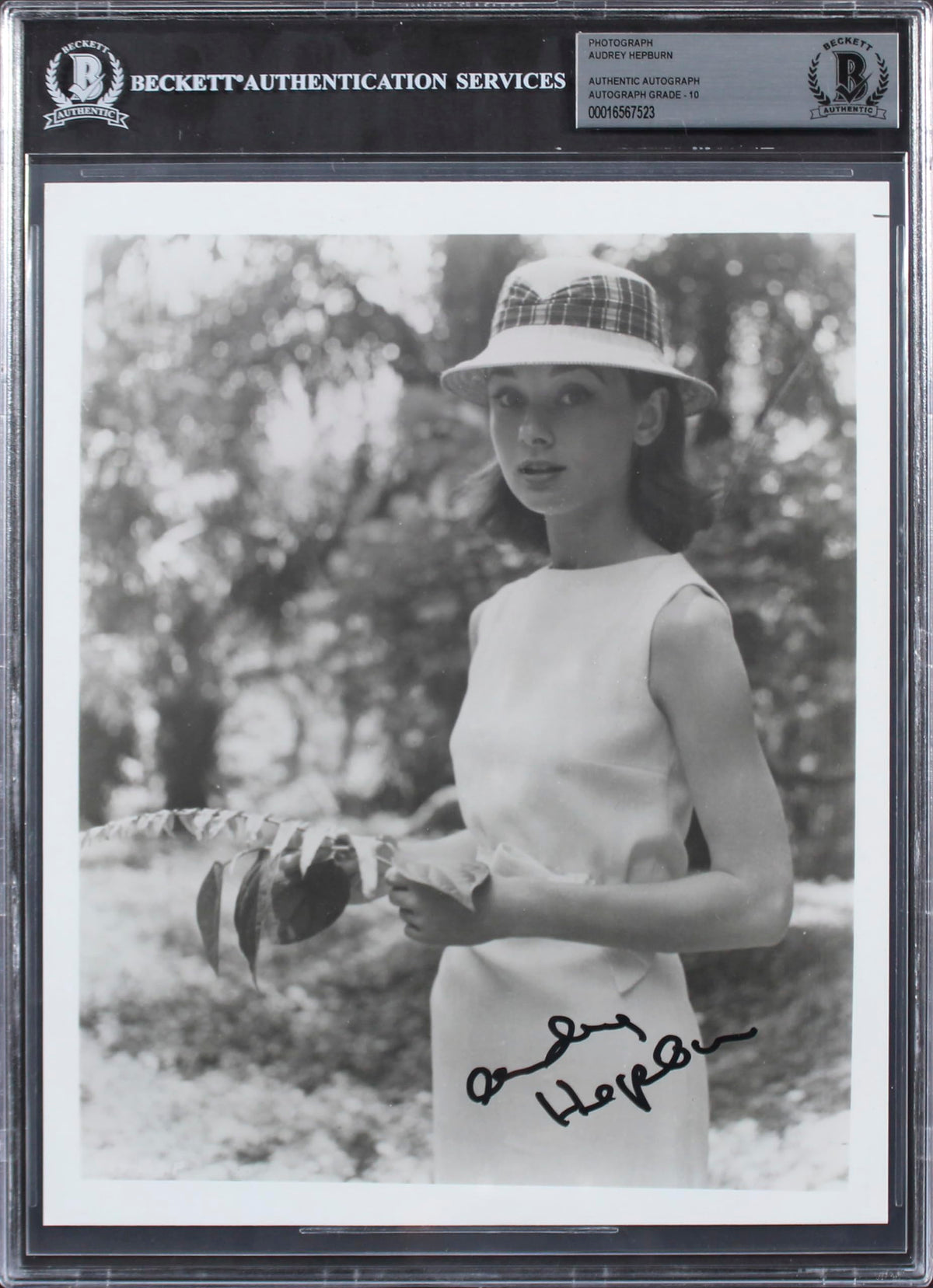 Audrey Hepburn Breakfast At Tiffany's Signed 8x10 Photo Auto 10! BAS Slabbed