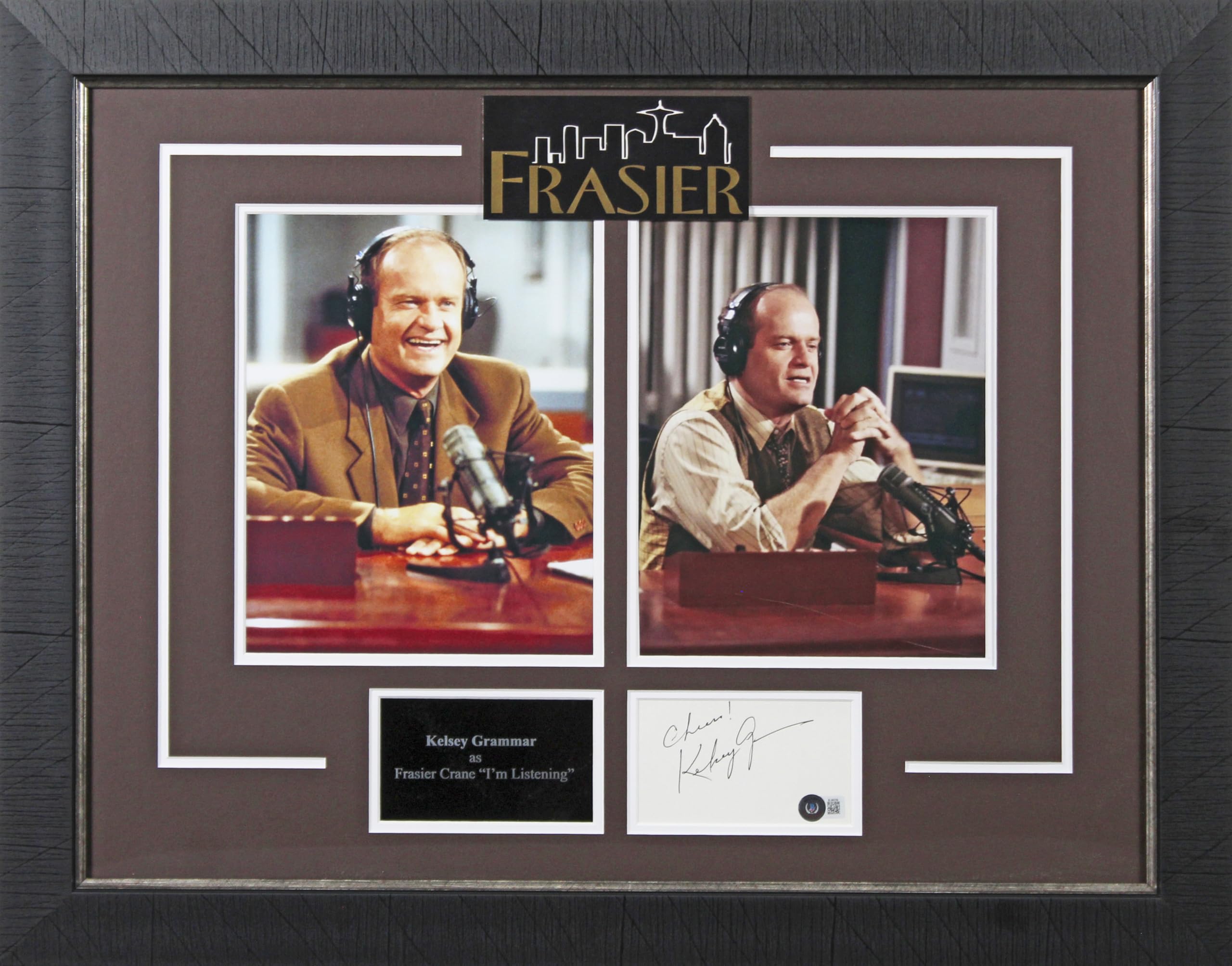 Kelsey Grammer Frasier "Cheers!" Signed & Framed 3x5 Index Card BAS #BL98229