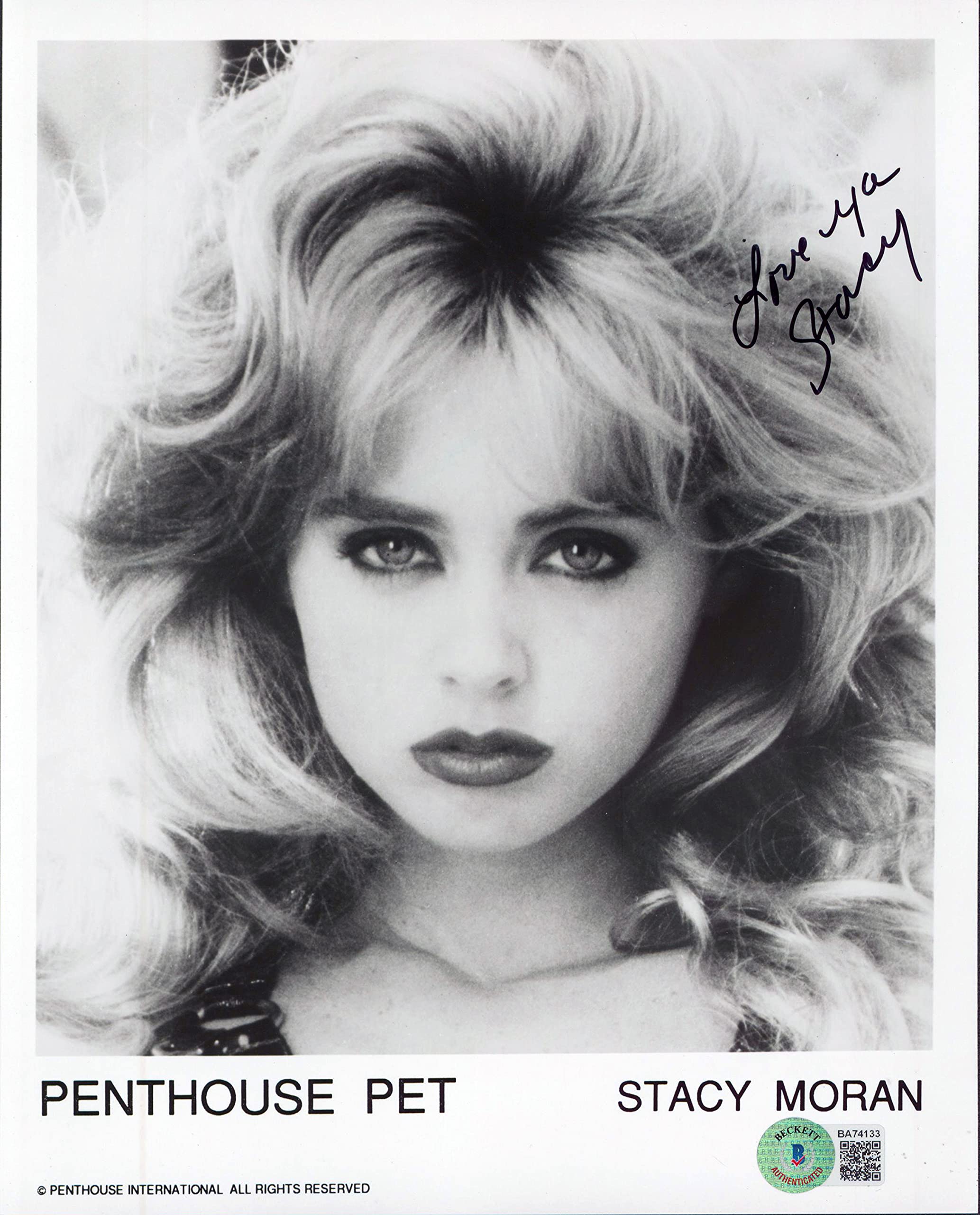 Stacy Moran Penthouse Pet "Love Ya" Authentic Signed 8x10 Photo BAS #BA74133