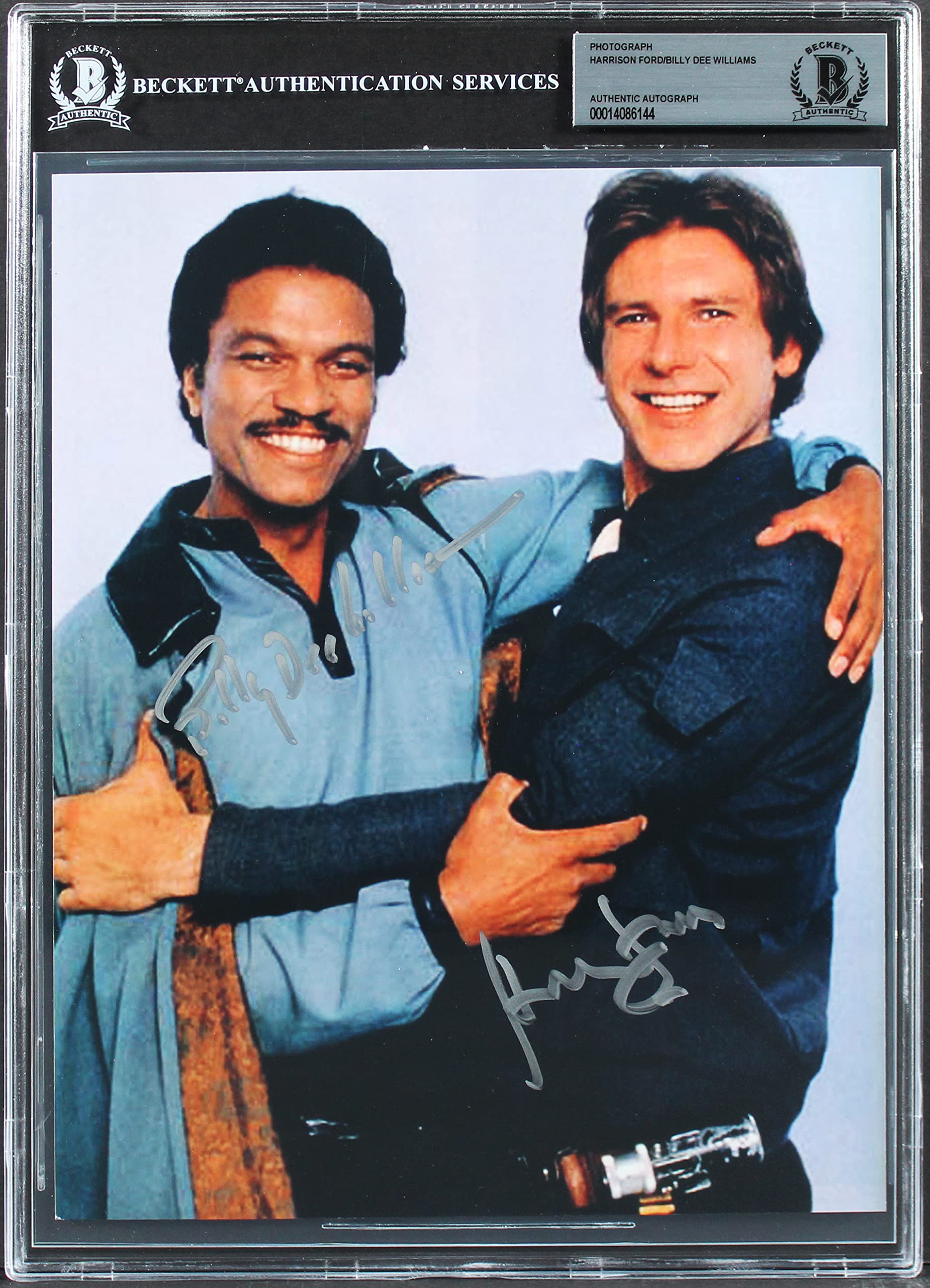 Harrison Ford & Billy Dee Williams Star Wars Signed 8x10 Photo BAS Slabbed