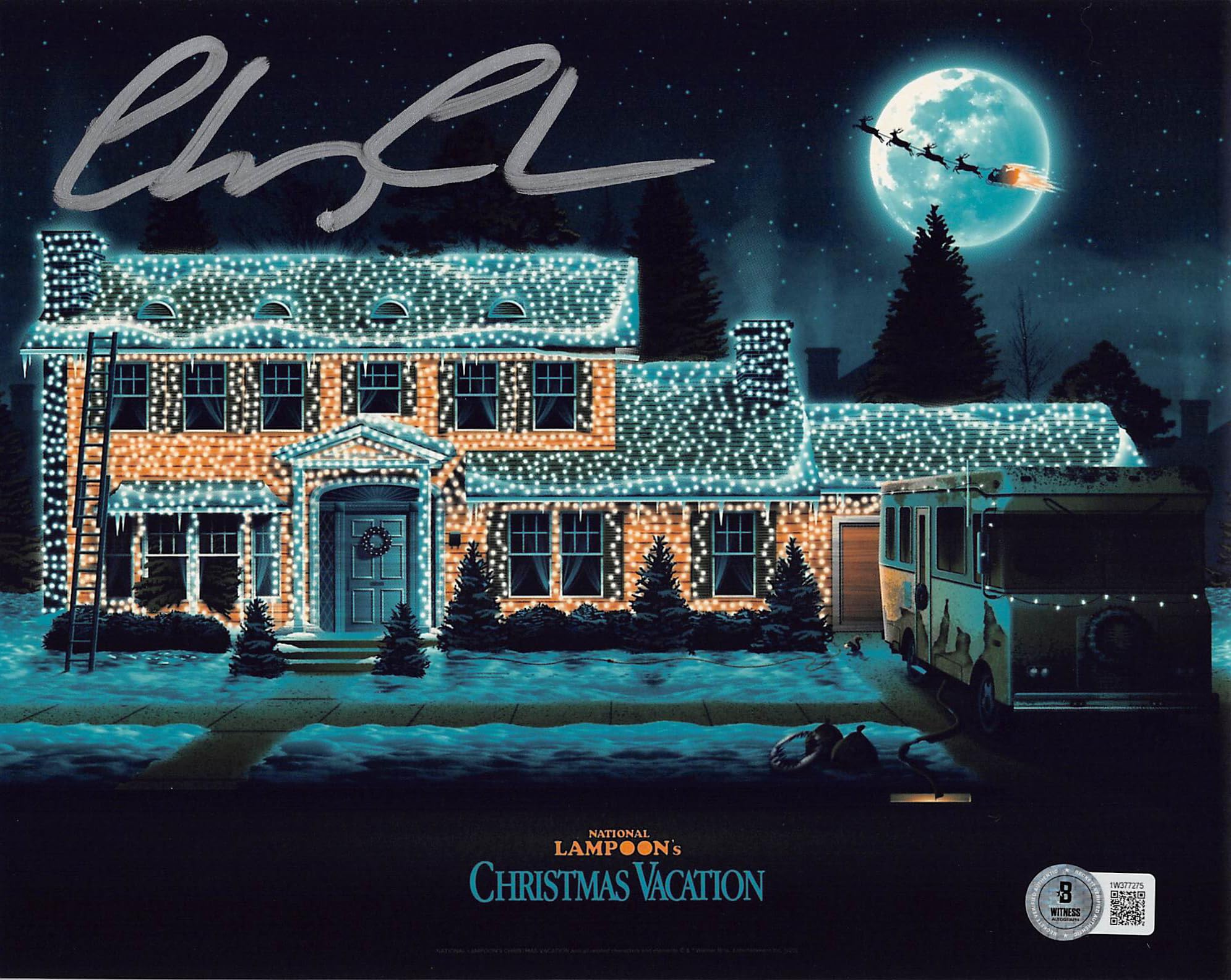 Chevy Chase Christmas Vacation Signed 8x10 Christmas Lights Photo BAS Witness 2