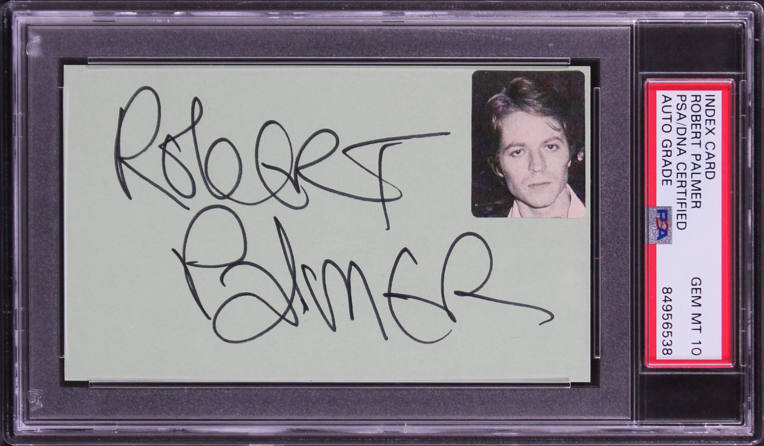 Robert Palmer Authentic Signed 3x5 Index Card Auto Graded 10! PSA/DNA Slabbed
