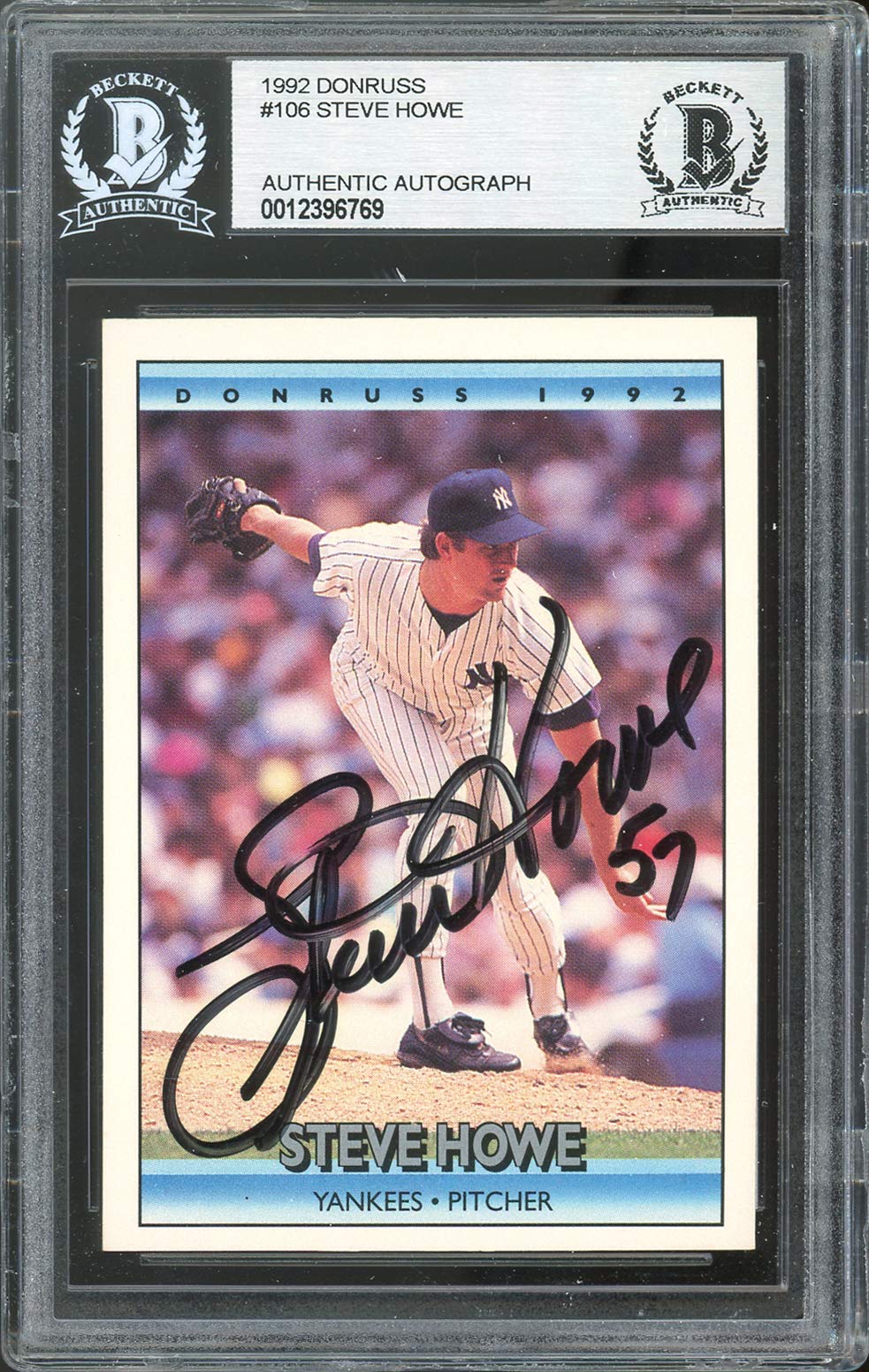 Yankees Steve Howe Authentic Signed 1992 Donruss #106 Card BAS Slabbed