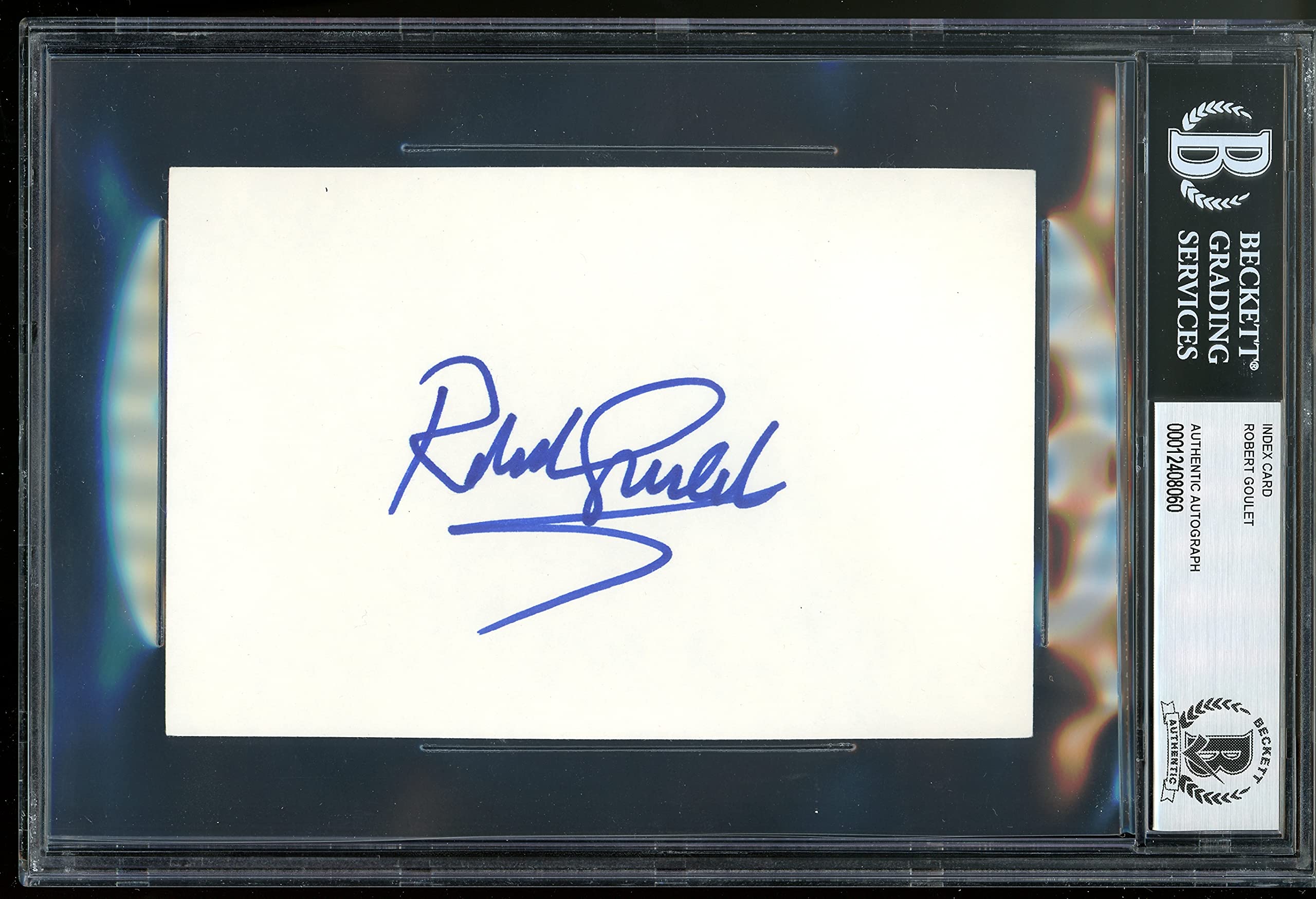 Robert Goulet Camelot Authentic Signed 4x6 Index Card Autographed BAS Slabbed