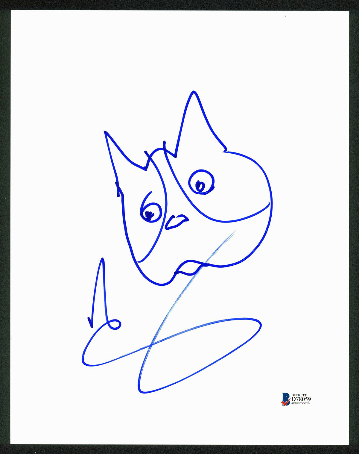 Jason Schwartzman Authentic Signed 8.5x11 Cat Sketch Photo BAS #D78059