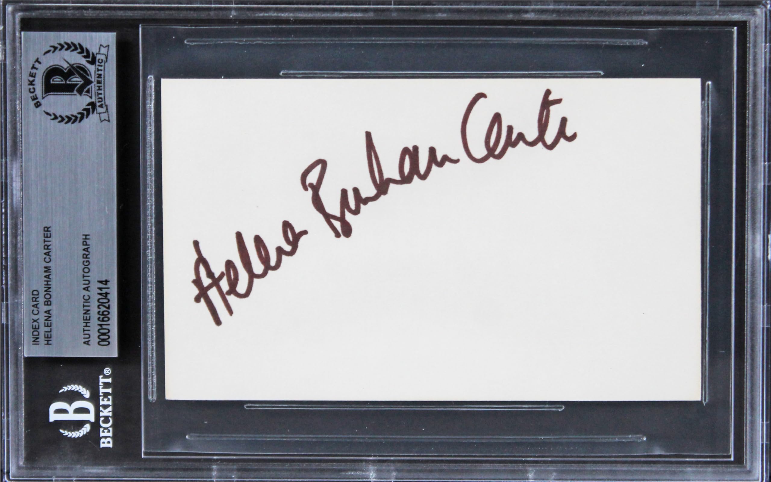 Helena Bonham Carter Sweeney Todd Authentic Signed 3x5 Index Card BAS Slabbed 2