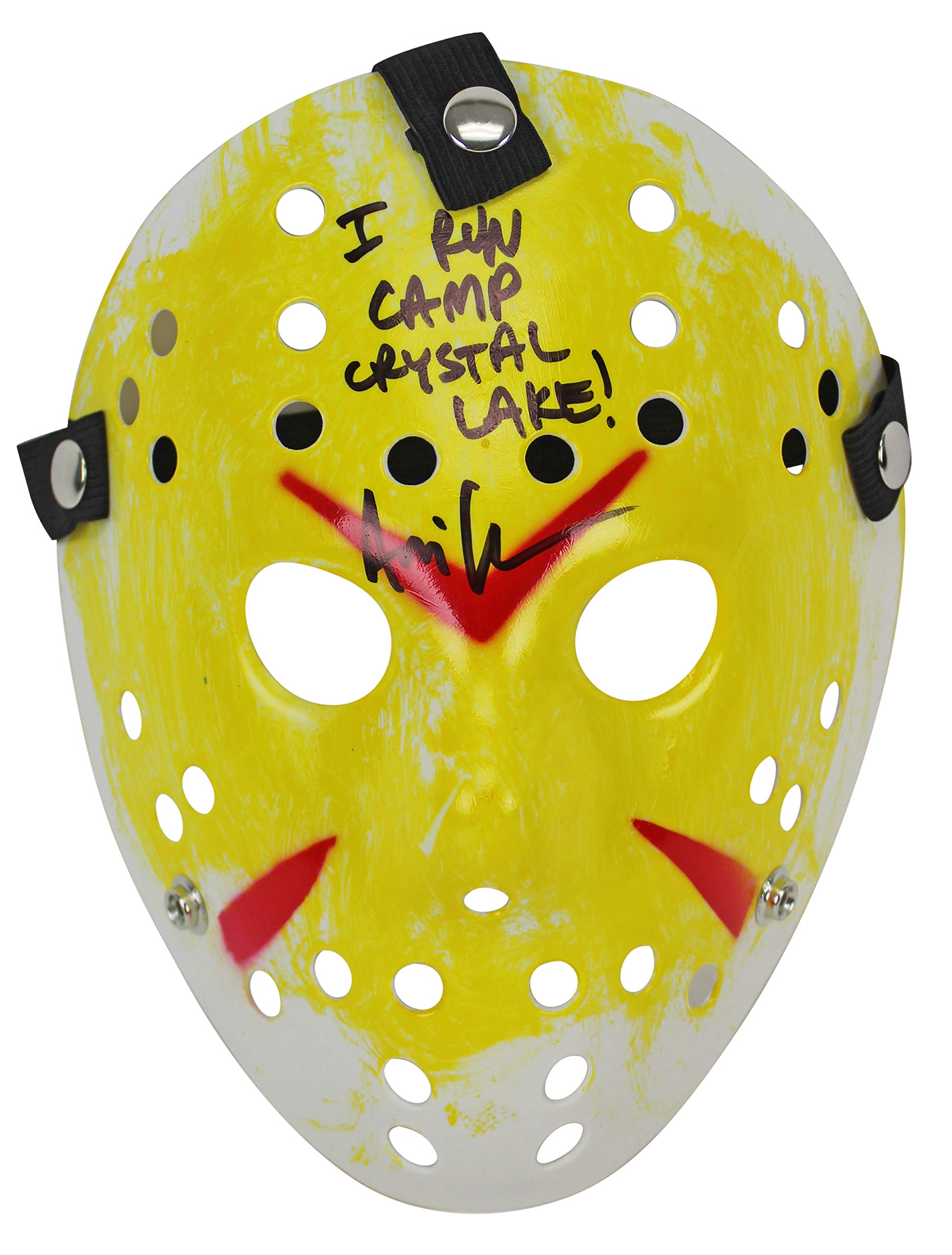 Ari Lehman "I Run Camp Crystal Lake" Authentic Signed Yellow Jason Mask BAS