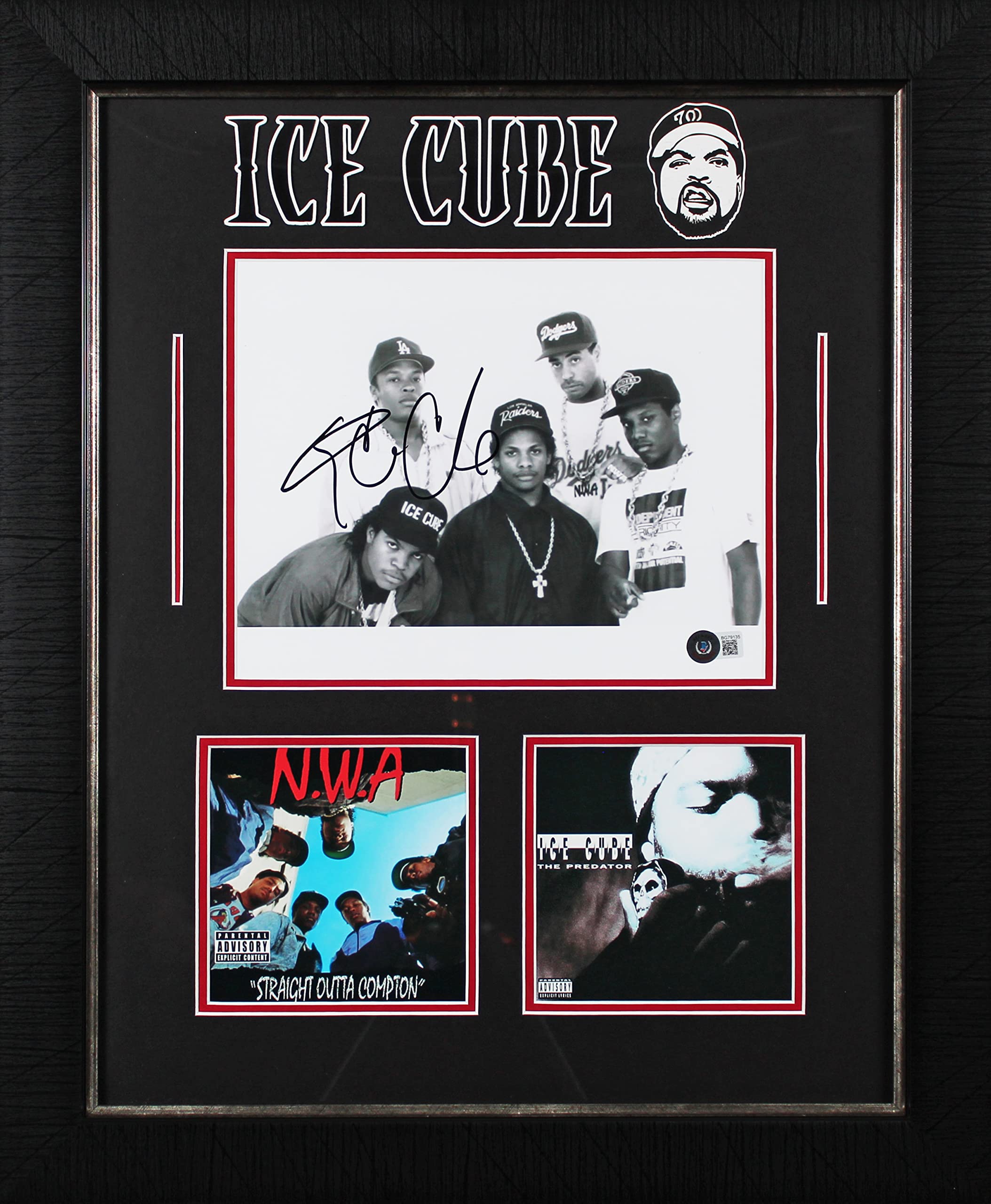 Ice Cube N.W.A Authentic Signed 8x10 Black & White & Framed Photo BAS #BG79135