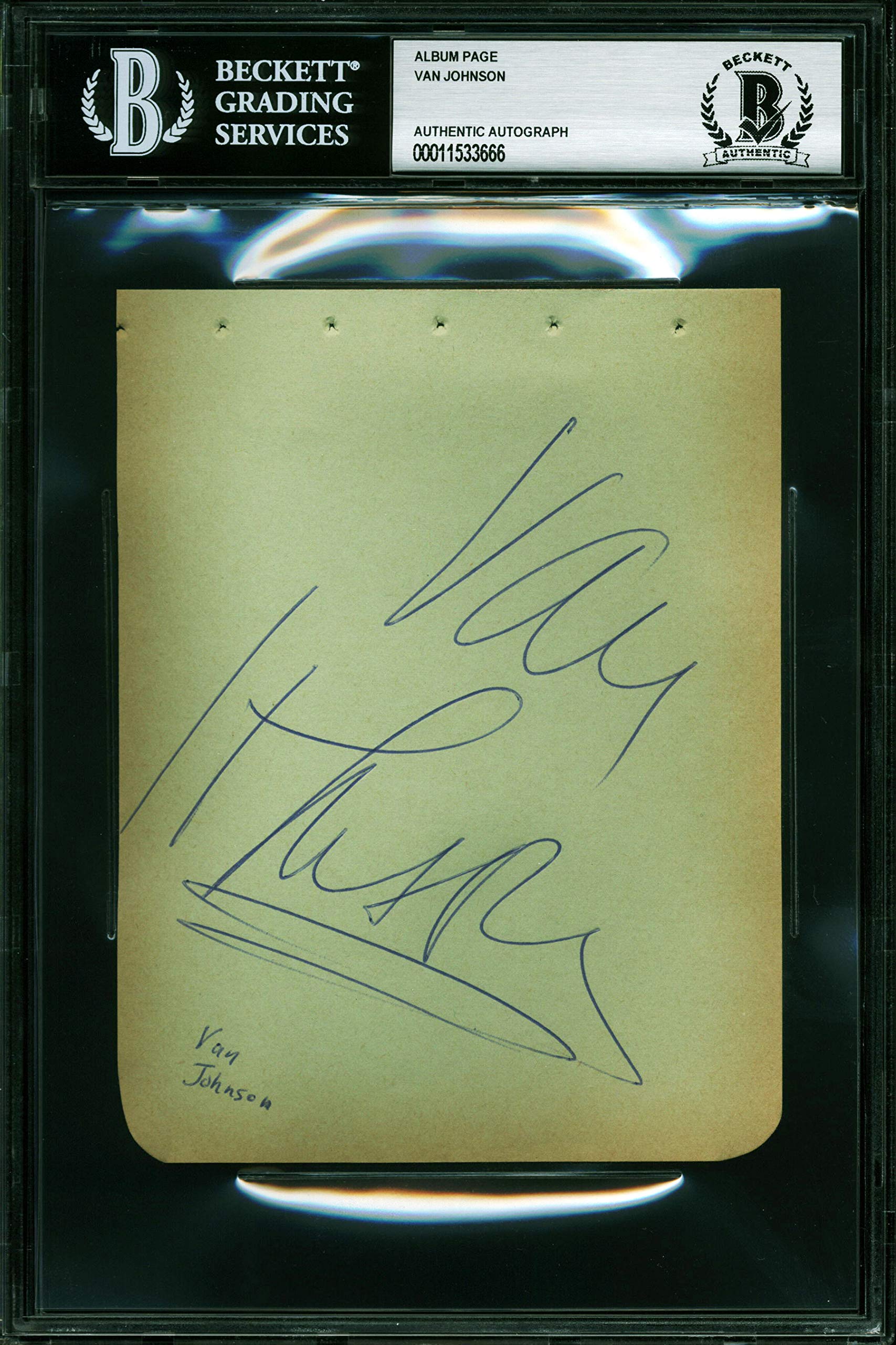 Van Johnson A Guy Named Joe Authentic Signed 4.5x5.75 Album Page BAS Slabbed