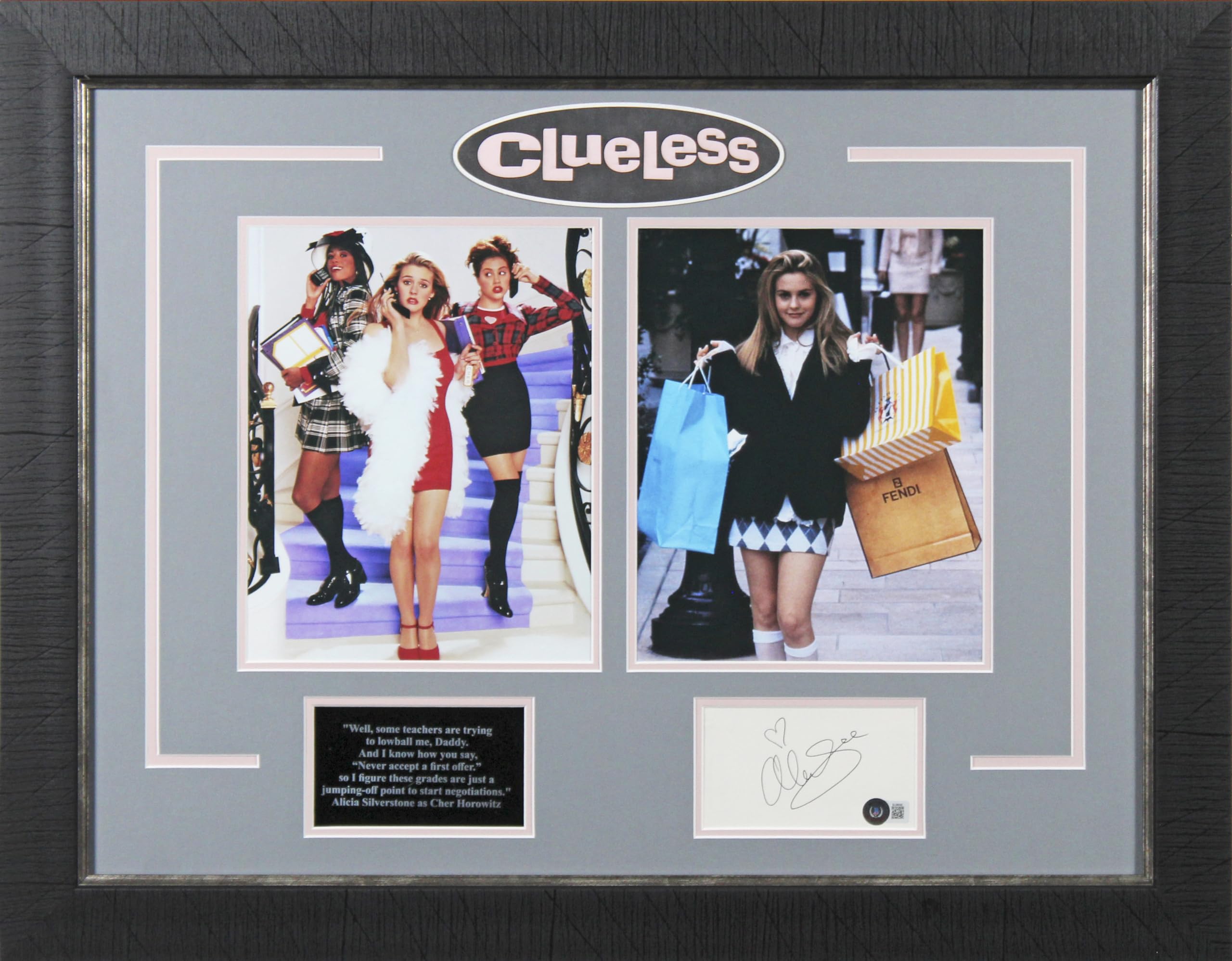 Alicia Silverstone Clueless Signed 3x5 Index Card Framed Display BAS #BL98095