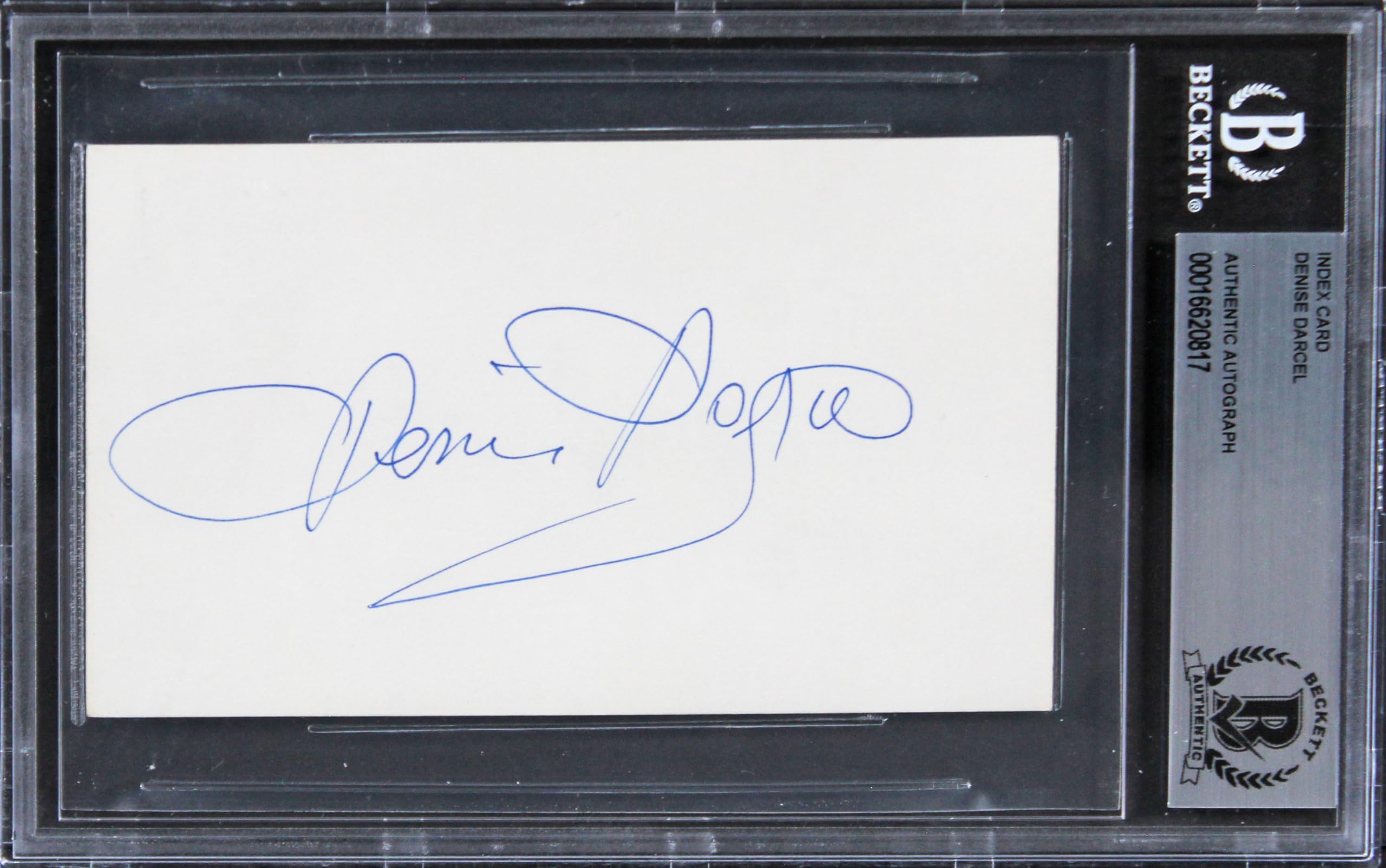Denise Darcel Vera Cruz Authentic Signed 3x5 Index Card BAS Slabbed 1